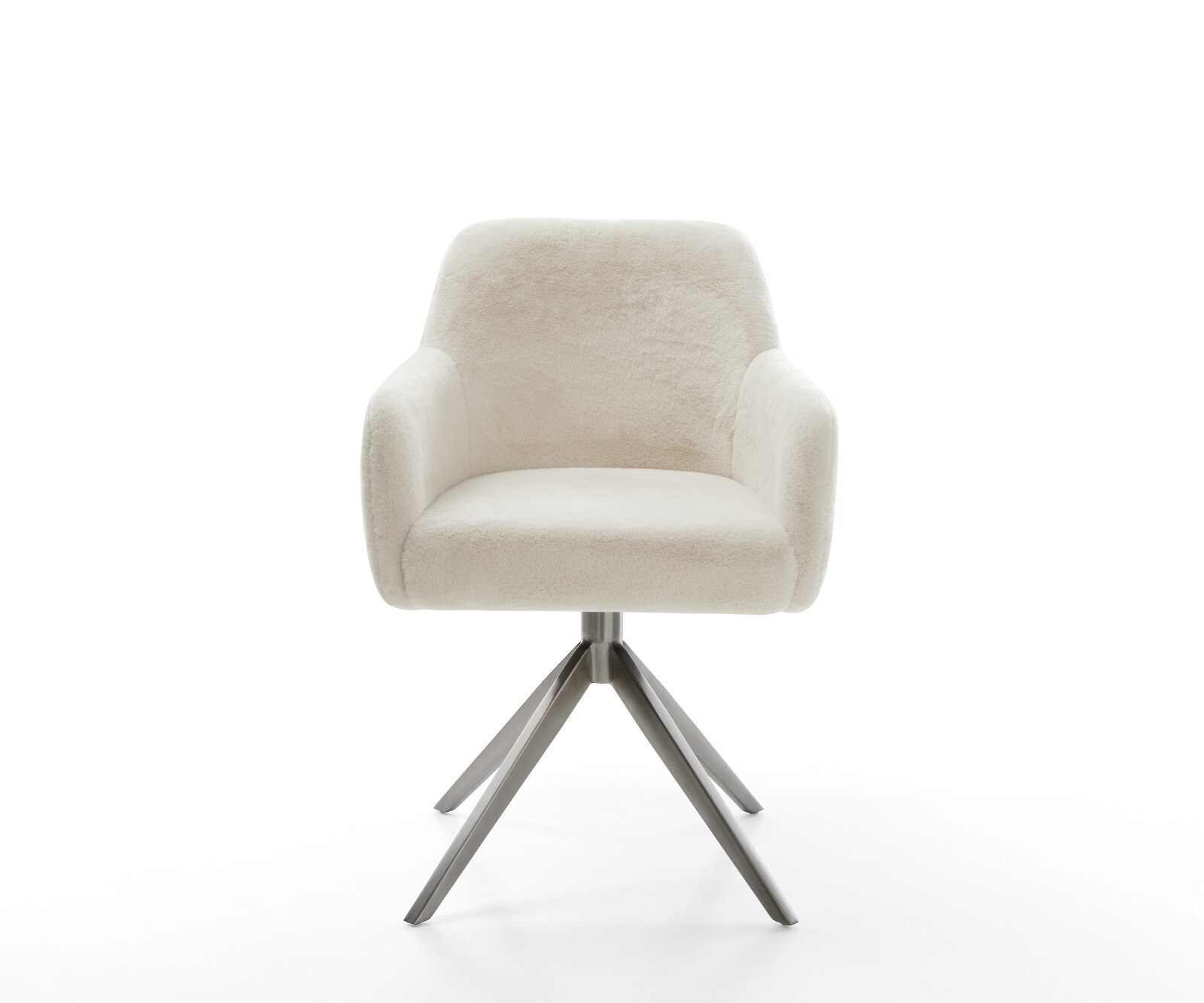 Draaistoel Greg-Flex pluchen crème-wit kruisframe breed grafiet 360° draaibaar rocker-functie pocketveer kern 2