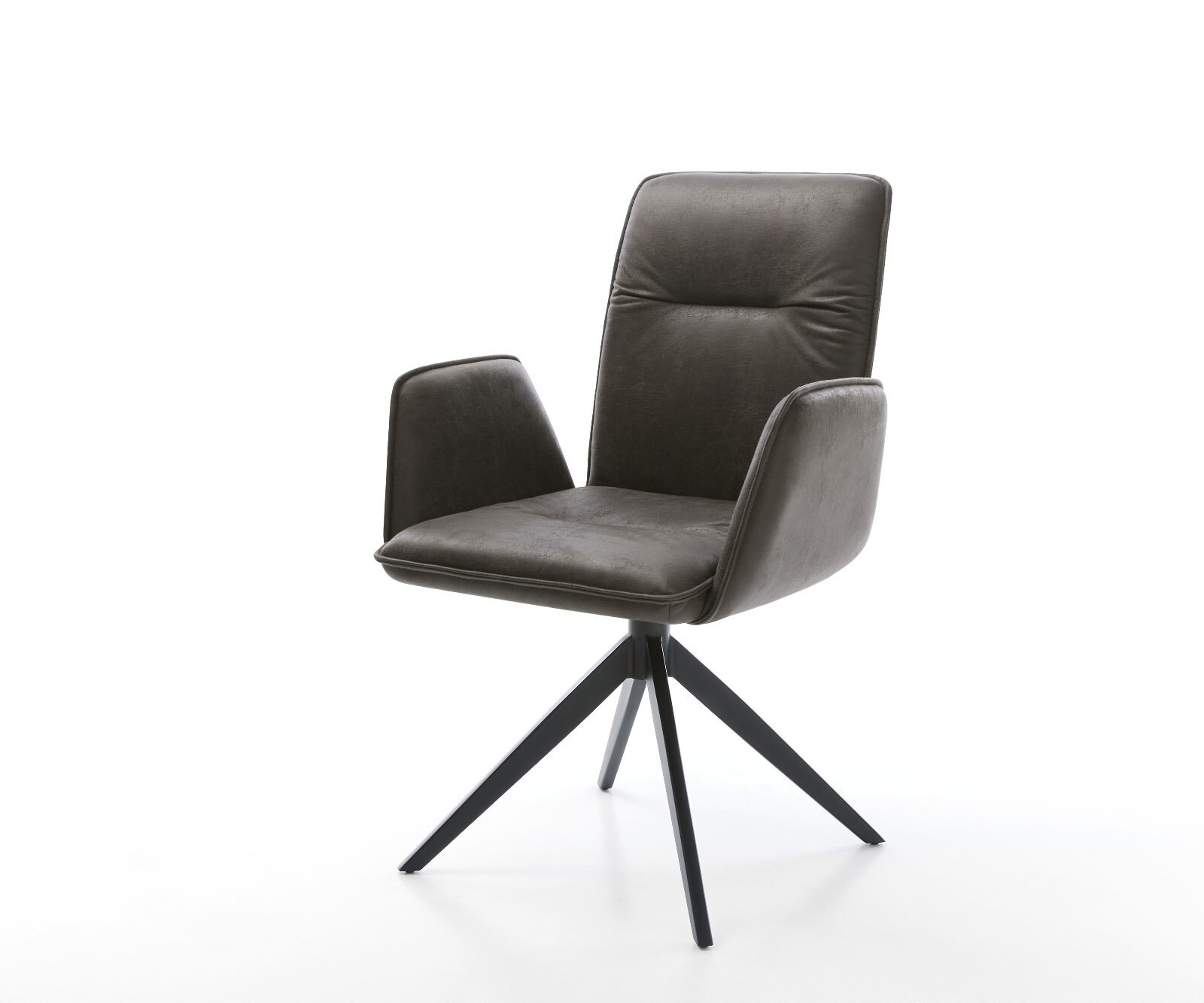 Draaistoel Vinja-Flex microvelours antraciet vintage kruisframe breed zwart 360° draaibaar rocker-functie