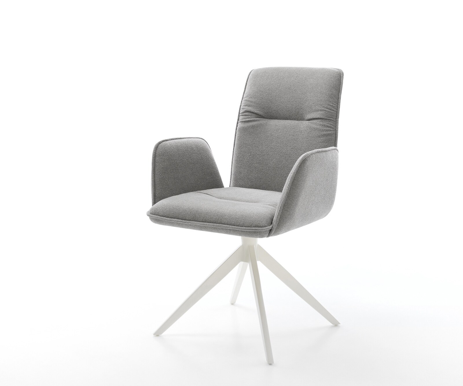 Draaistoel Vinja-Flex zachte stof met structuur grijs kruisframe breed wit 360° draaibaar rocker-functie