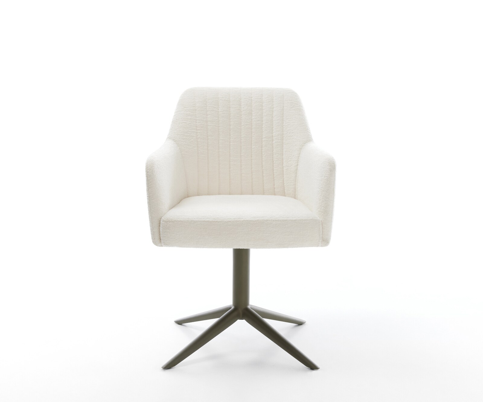 Draaistoel Greg-Flex bouclé zacht beige kruispoot afwerking met titanium 360° draaibaar rocker-functie pocketveer kern 2