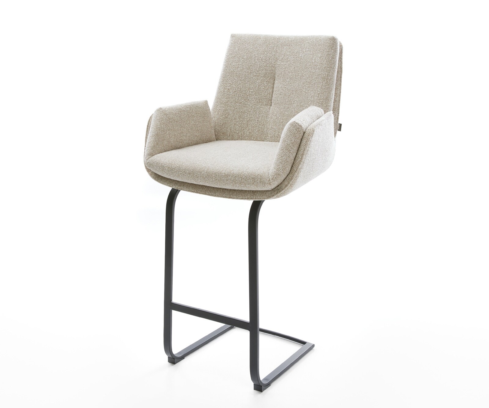 Barstoel Clea-Flex Zachte Geweven stof Beige Vrijkantelframe plat metaal Zwart 1