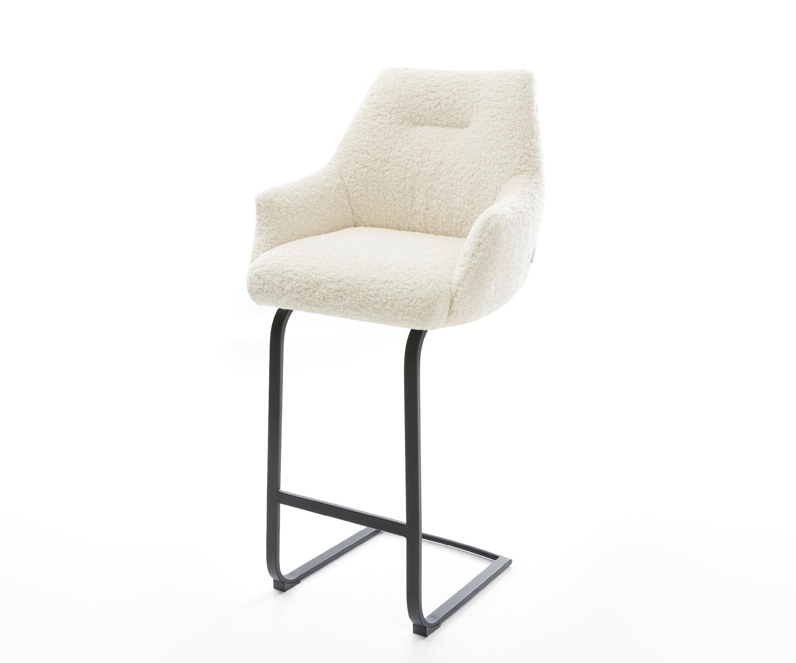 Barstoel Alja-Flex Teddystof Beige Vrijkantelframe plat metaal Zwart Pocketvering 1