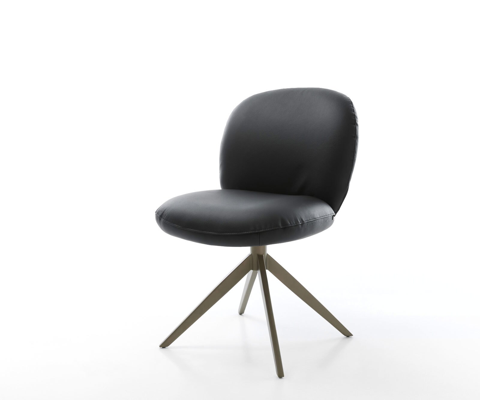 Draaistoel Nube-Flex echt leer zwart kruisframe breed afwerking met titanium 360° draaibaar rocker-functie pocketveer kern 1