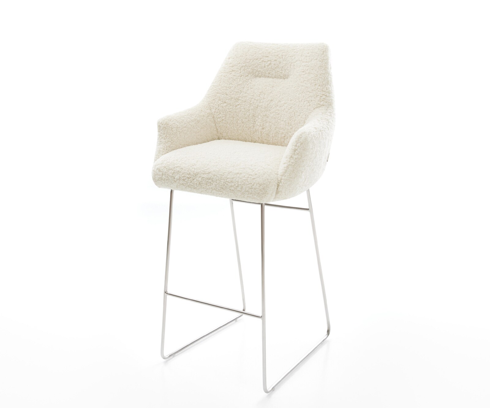 Barstoel Alja-Flex Teddystof Beige Sledeonderstel roestvrij staal Zilver Pocketvering 1