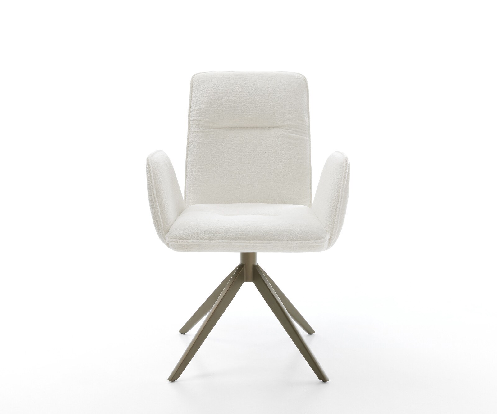 Draaistoel Vinja-Flex bouclé zacht beige kruisframe breed afwerking met titanium 360° draaibaar rocker-functie 2