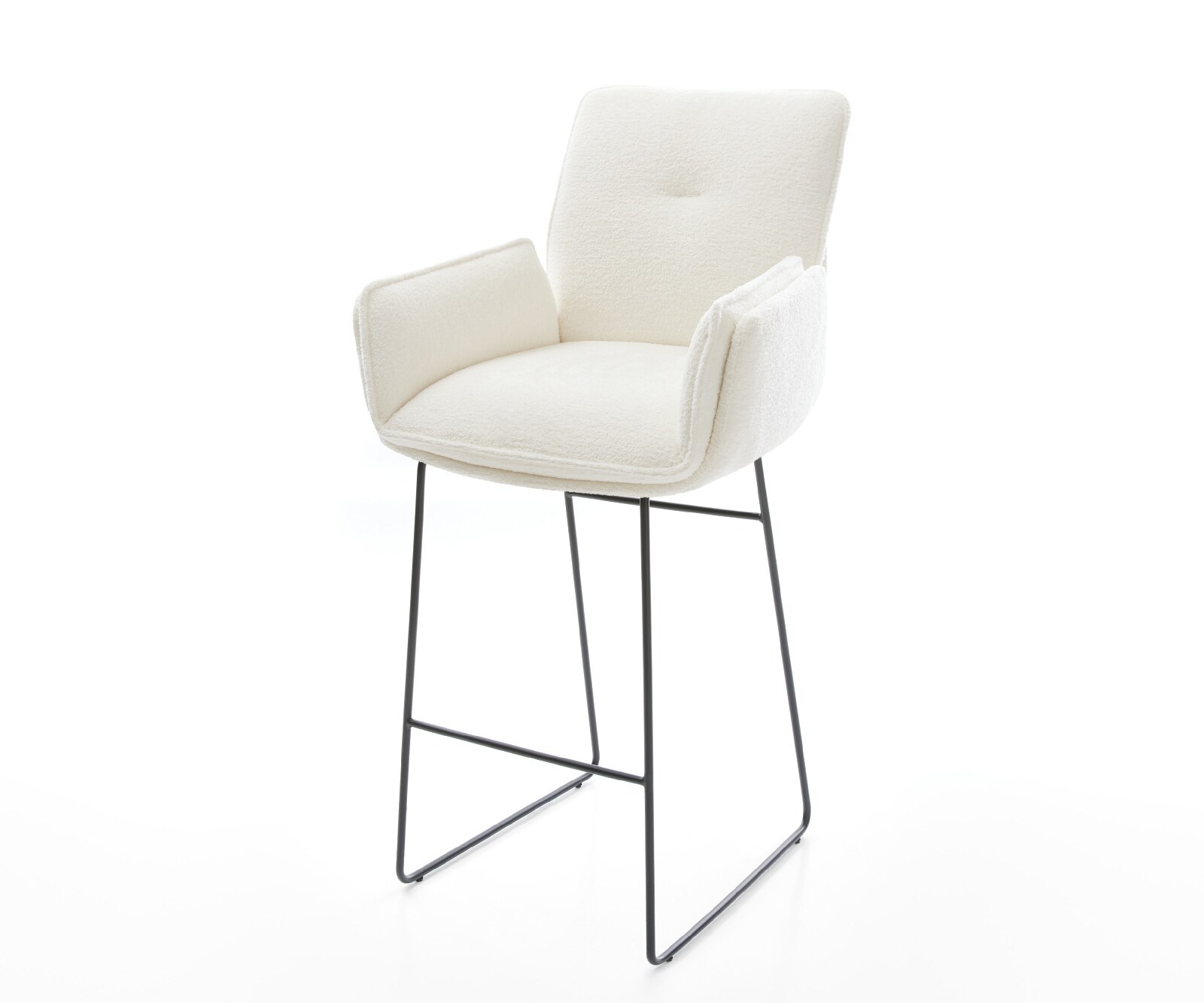 Barstoel Nela-Flex Bouclé zacht Beige Sledeonderstel metaal zwart Zwart 1