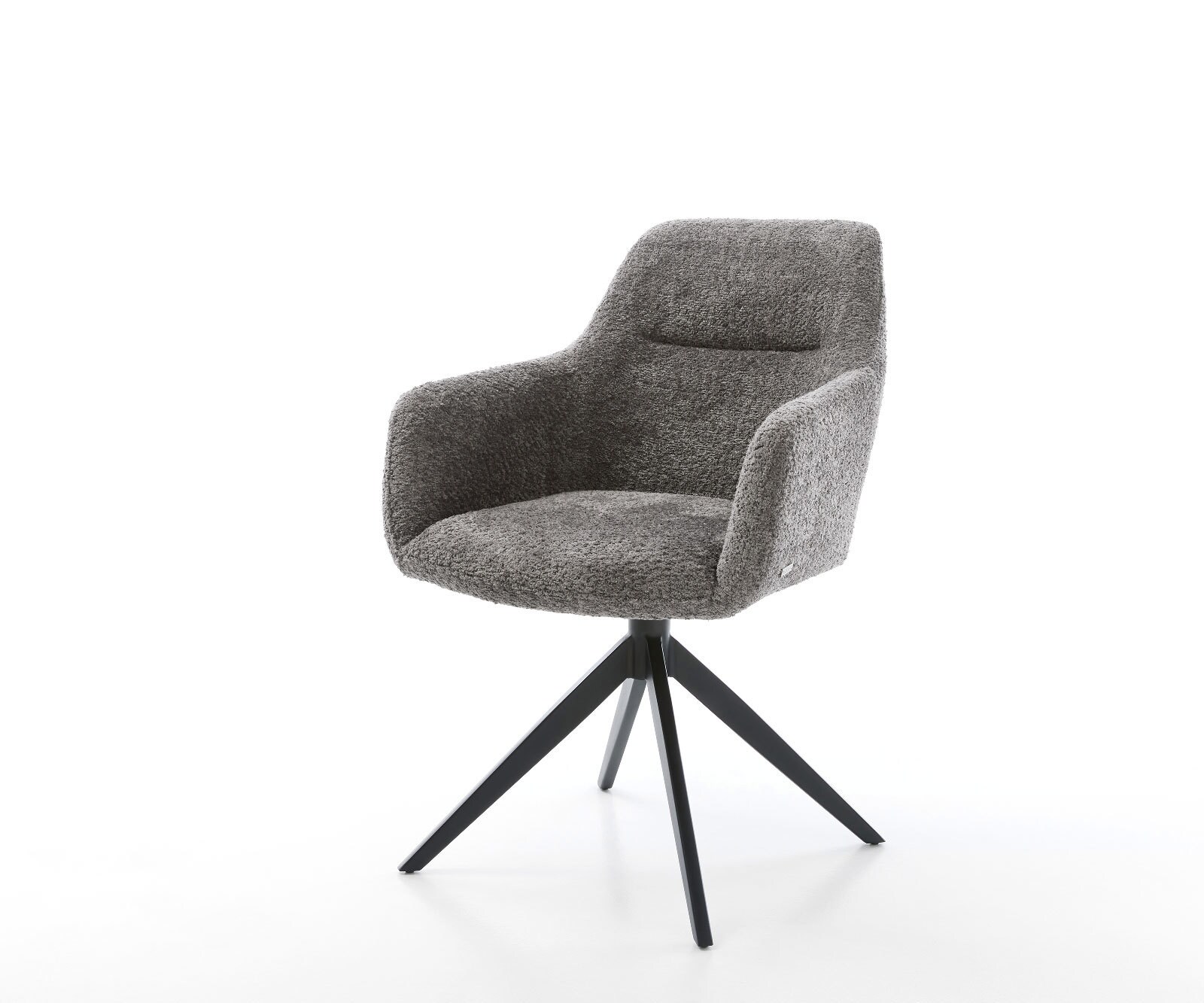 Draaistoel Pejo-Flex bouclé grijs kruisframe breed zwart 360° draaibaar rocker-functie pocketveer kern Draaistoel Pejo-Flex bouclé grijs kruisframe breed zwart 360° draaibaar rocker-functie pocketveer kern