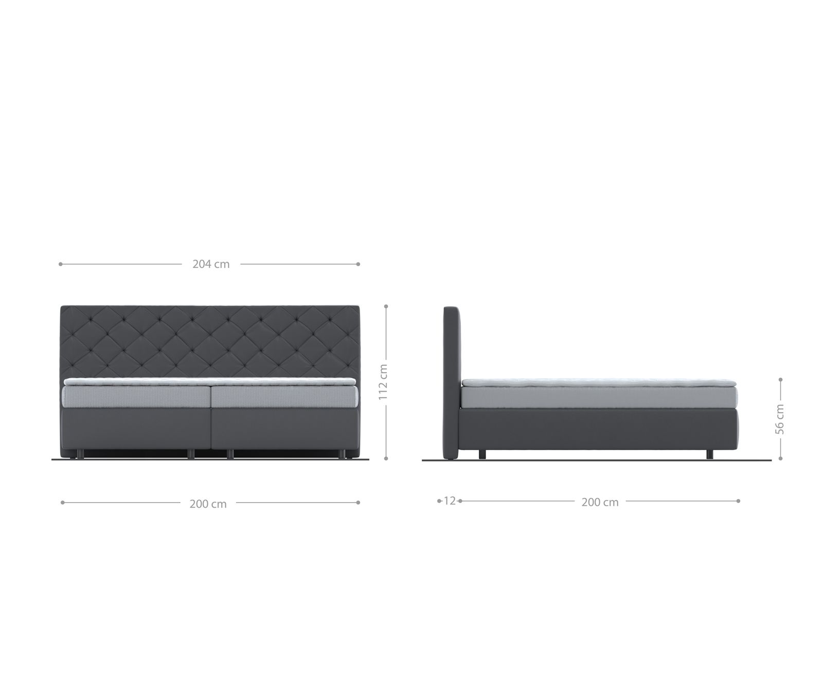 Boxspringbed Dream-Great microvezel grijs 200x200 cm Bonell matras PU topper 4
