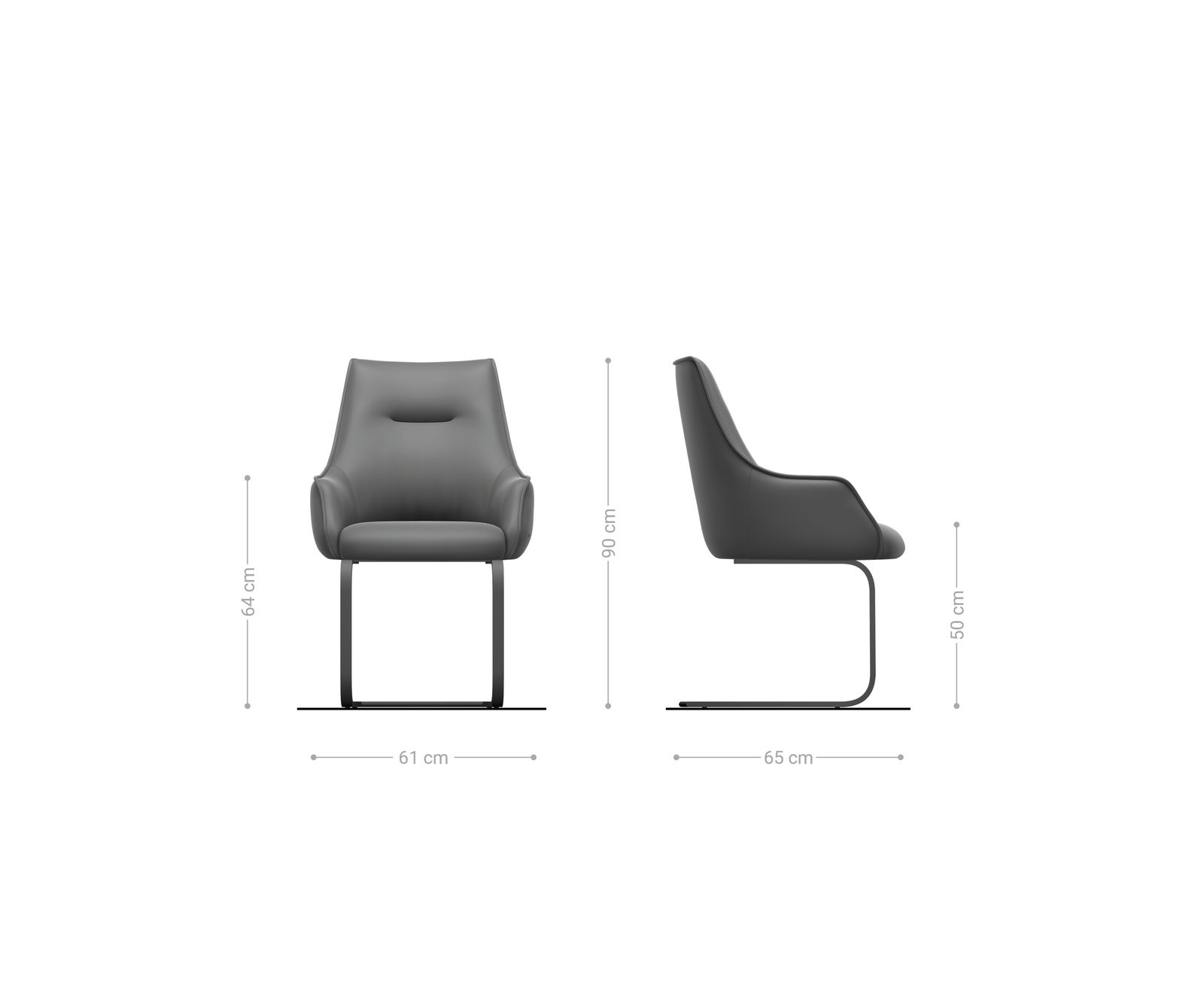 Sledemodel Alja-Flex met armleuning zachte stof met structuur grijs sledemodel vlak wit pocketveer kern 6