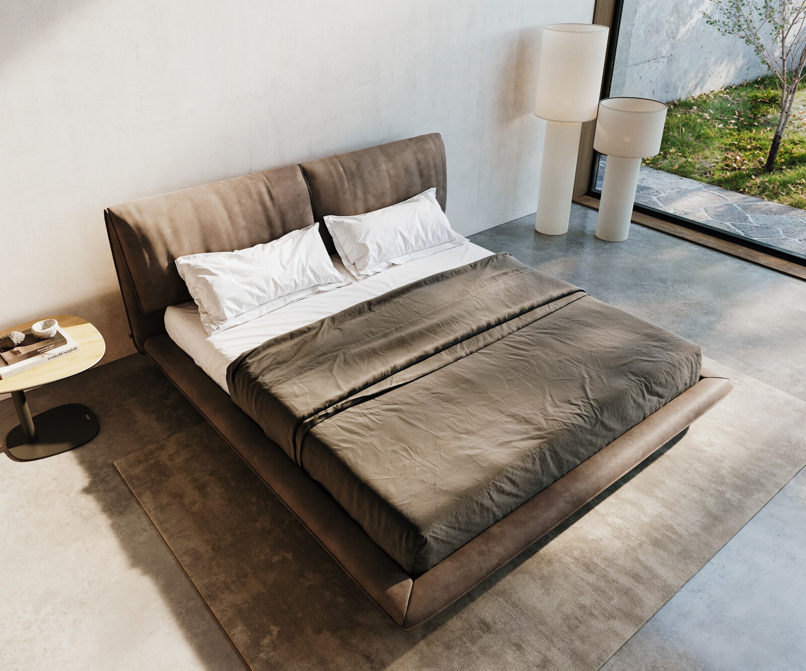 Bedframe Cusino 180x200 cm microvezel taupe vintage 1
