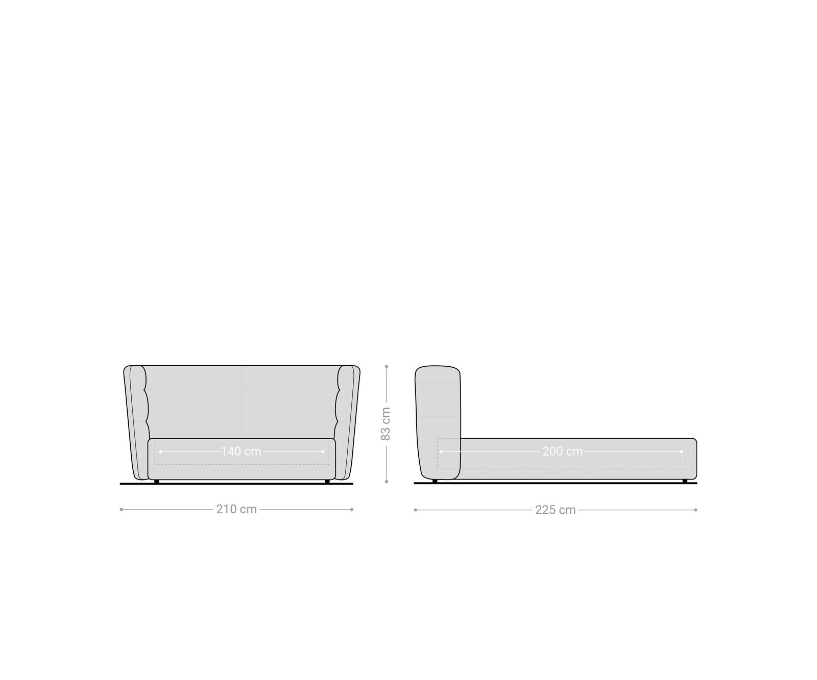 Simea 140x200 cm bouclé zilvergrijs gestoffeerd bedframe 9