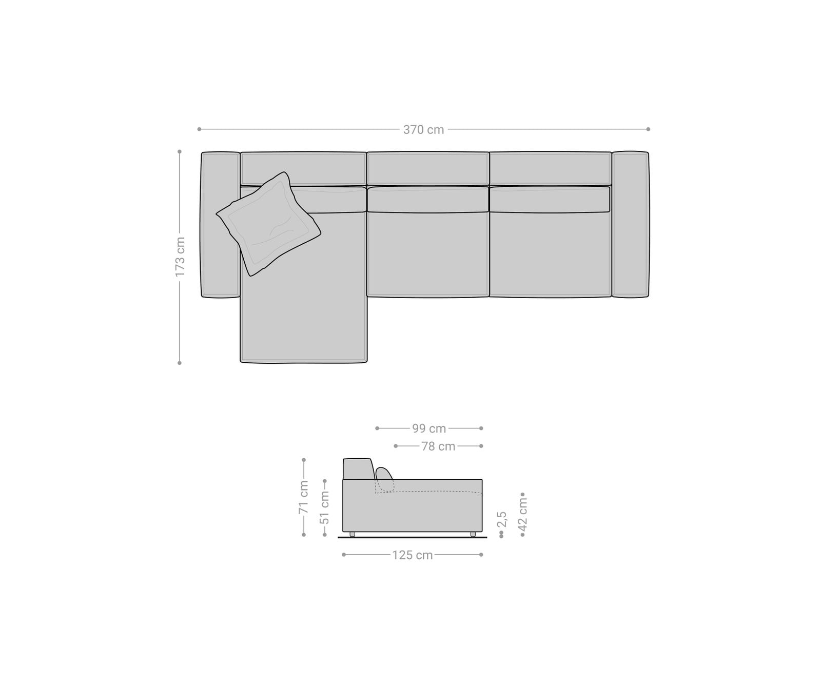 11 Hoekbank Sirpio XL 370x170 cm microvezel grijs 6