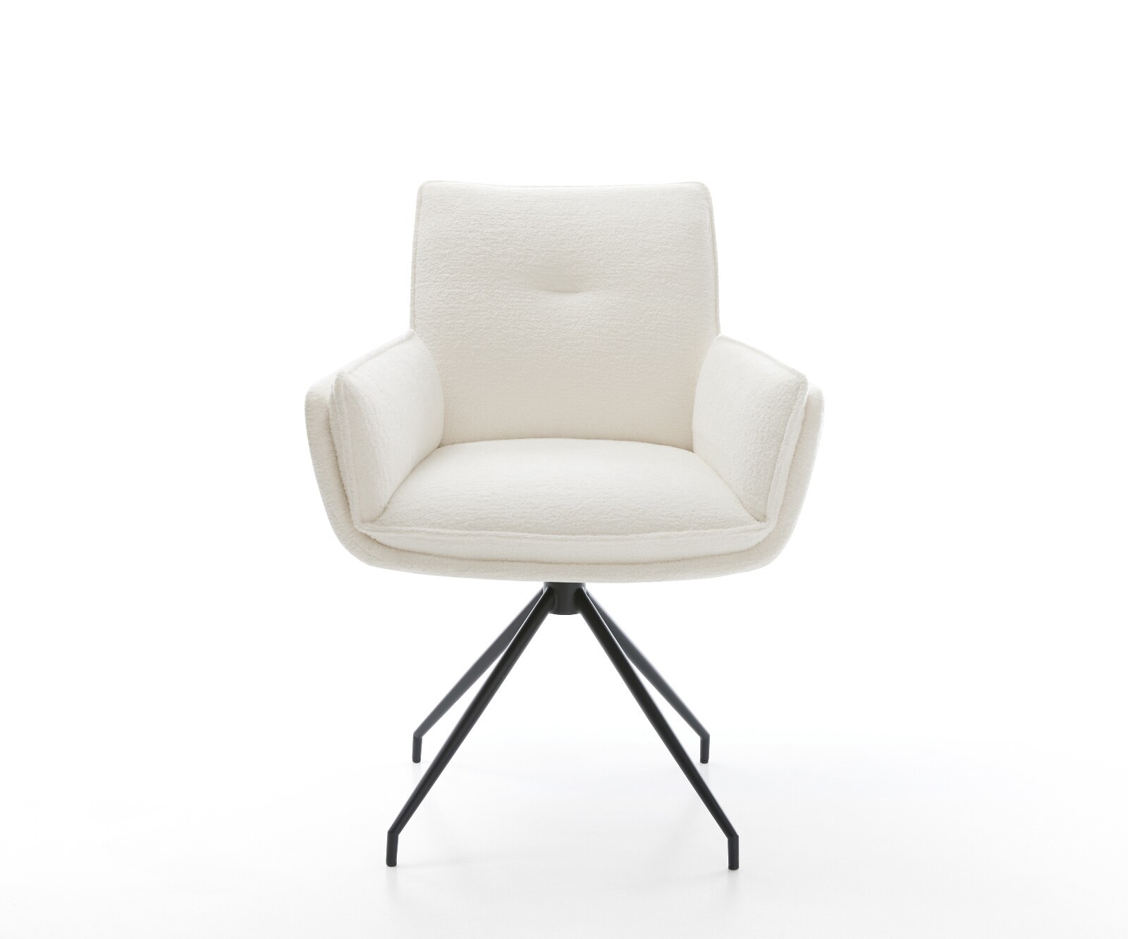 Eetkamerstoel Nela-Flex bouclé zacht beige kruisframe conisch zwart 1