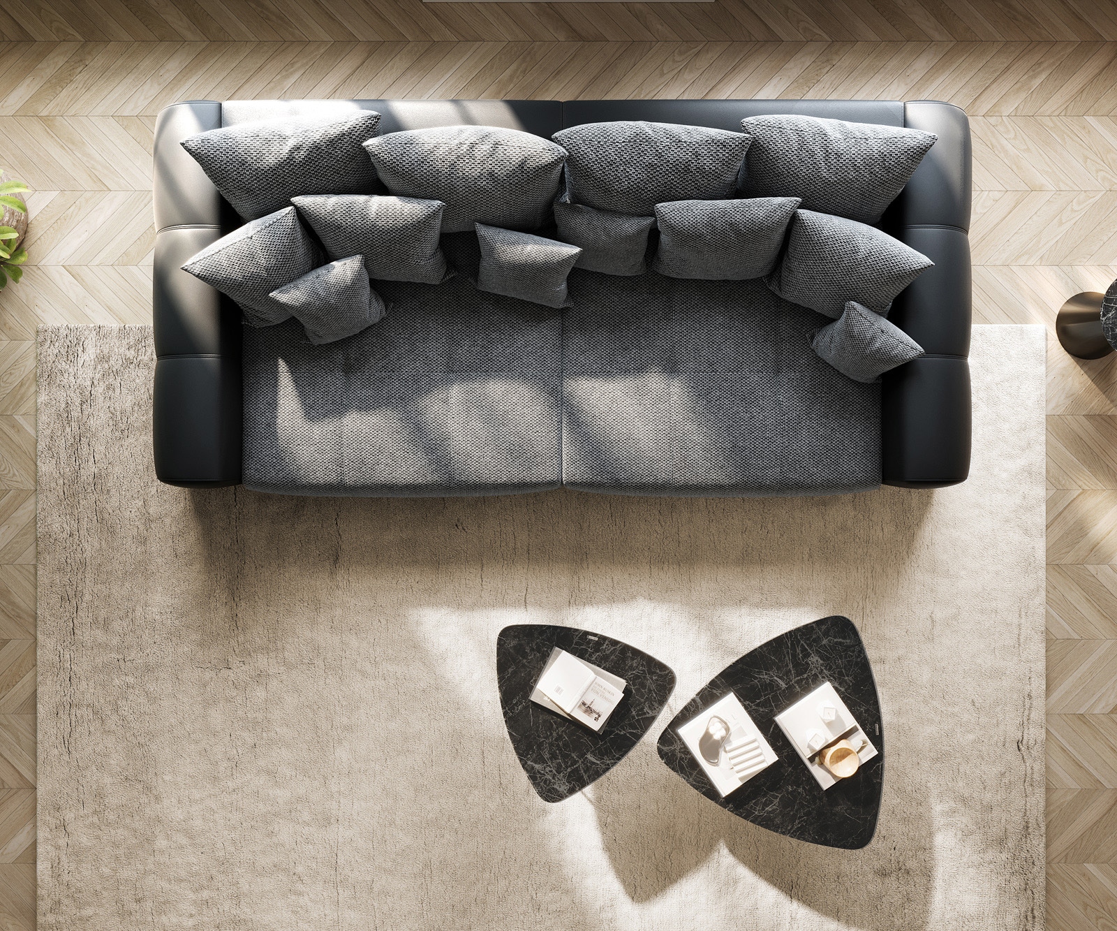 XXL-bank Violetta 310x135 cm zwart inclusief kussen 6 XXL-bank Violetta 310x135 cm zwart inclusief kussen 6