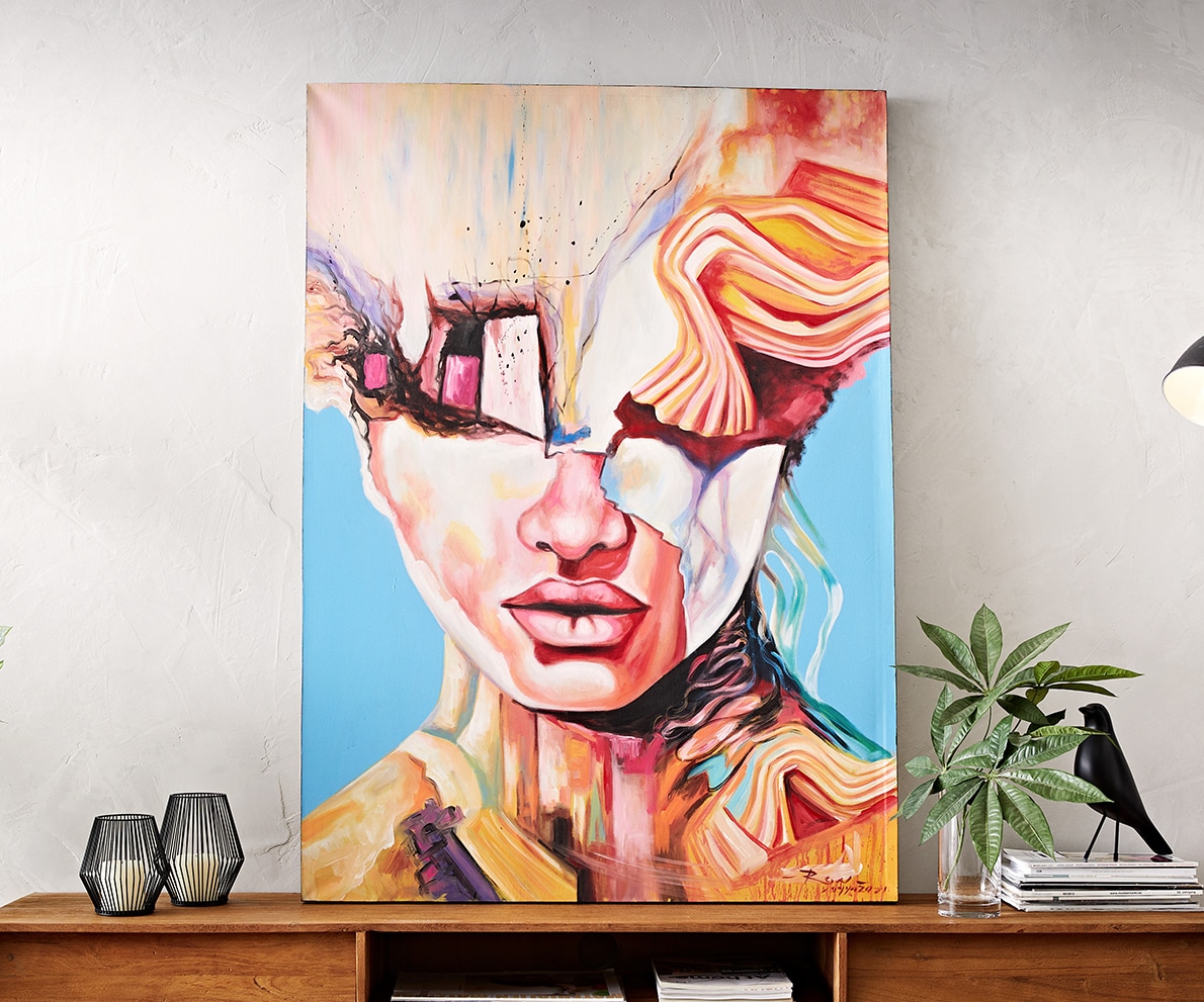 Schilderij Expression meerkleurig 100x140 cm acryl op doek 2 Schilderij Expression meerkleurig 100x140 cm acryl op doek 2