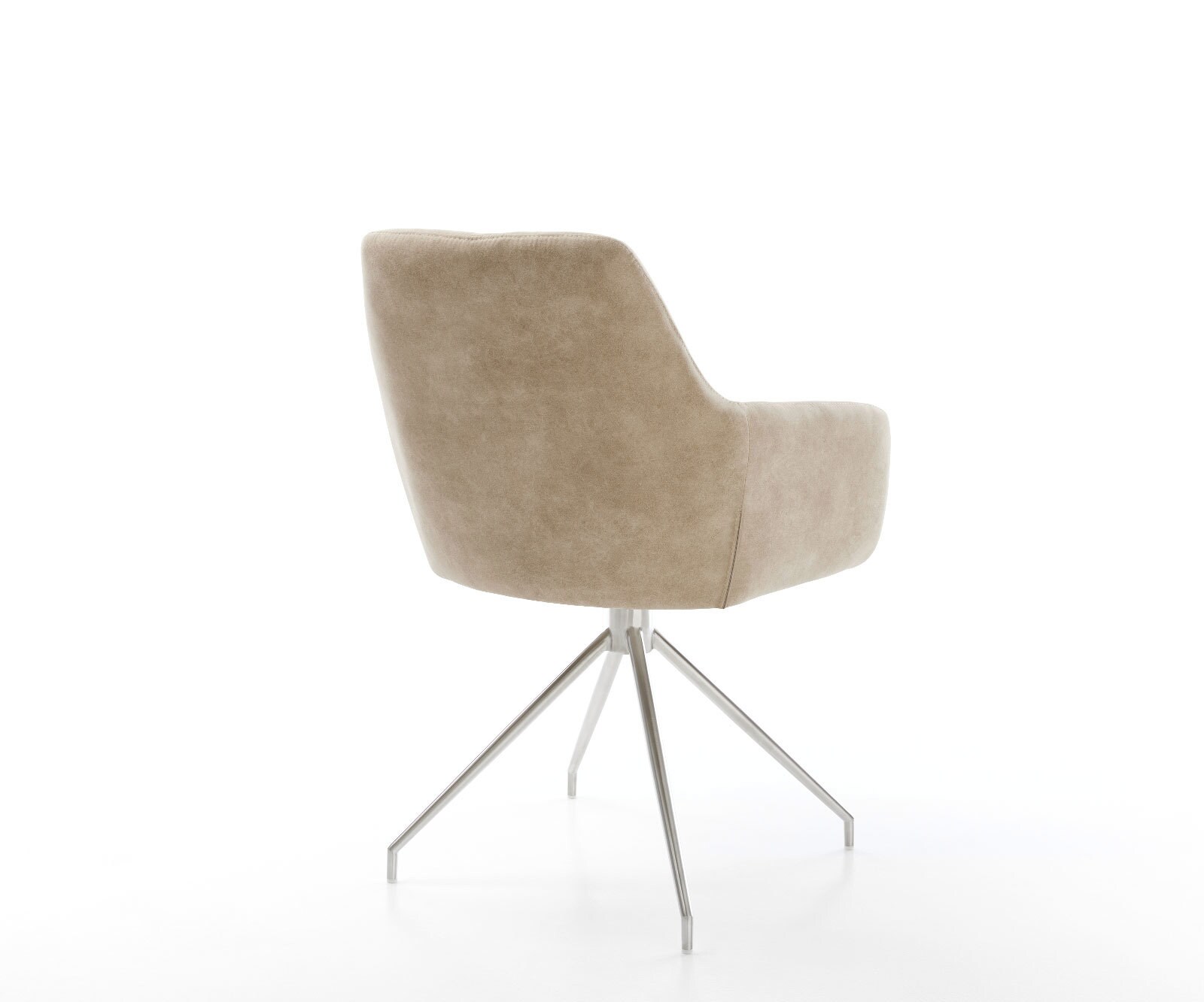 Eetkamerstoel Pejo-Flex microvelours beige vintage kruisframe conisch roestvrij staal pocketveer kern 4