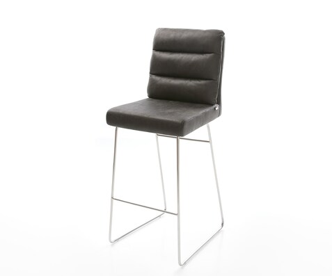 Barstoel Pela-Flex vintage antraciet slipframe roestvrijstaal