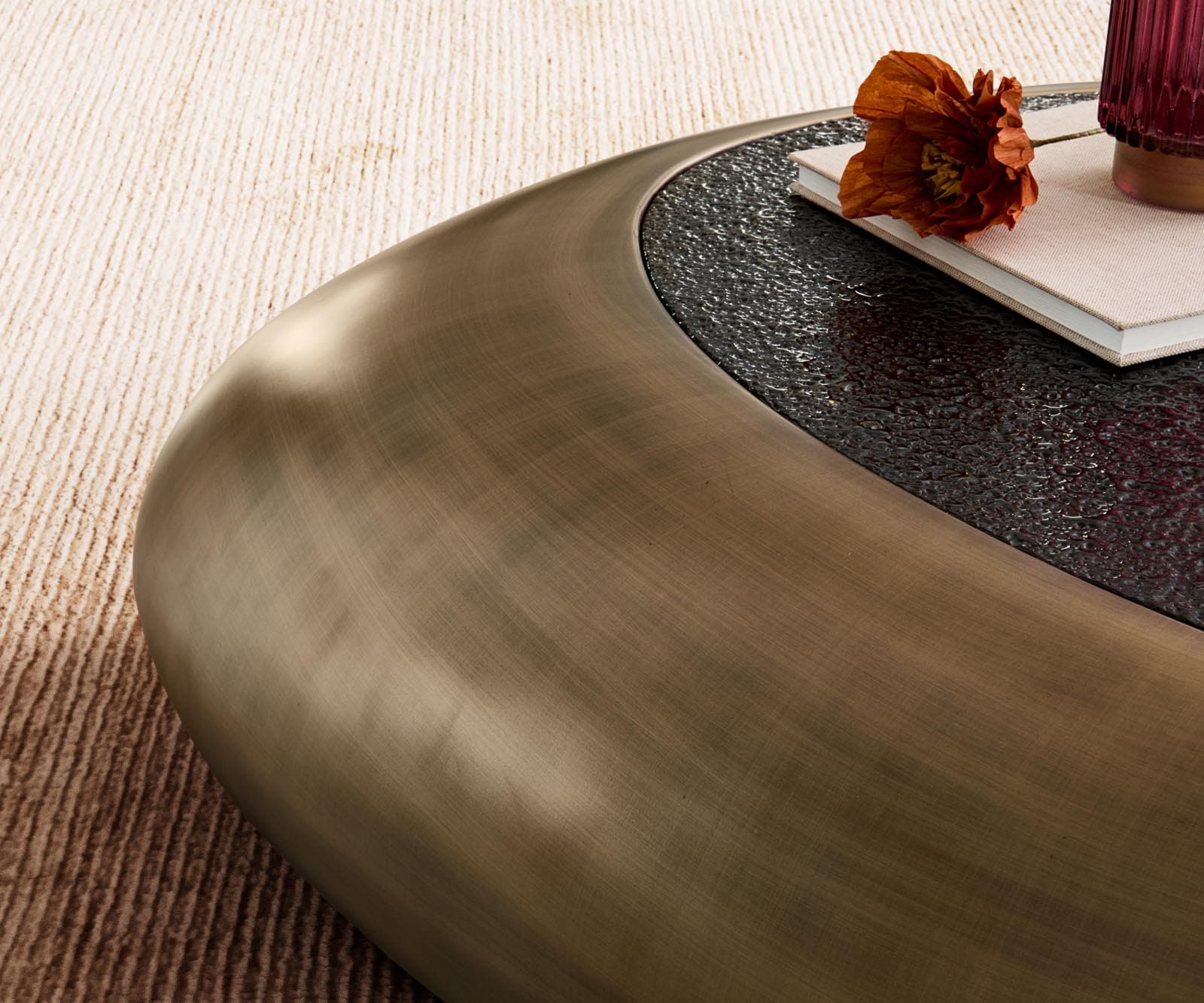 Salontafel Sagana 120x80 cm goud-metallic met reliëfglas taupe 4 Salontafel Sagana 120x80 cm goud-metallic met reliëfglas taupe 4