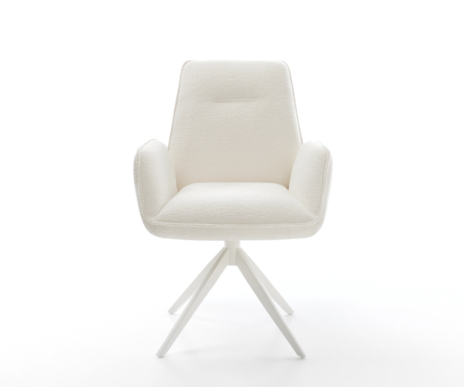Draaistoel Zoa-Flex bouclé zacht beige kruisframe breed wit 360° draaibaar rocker-functie pocketveer kern 2