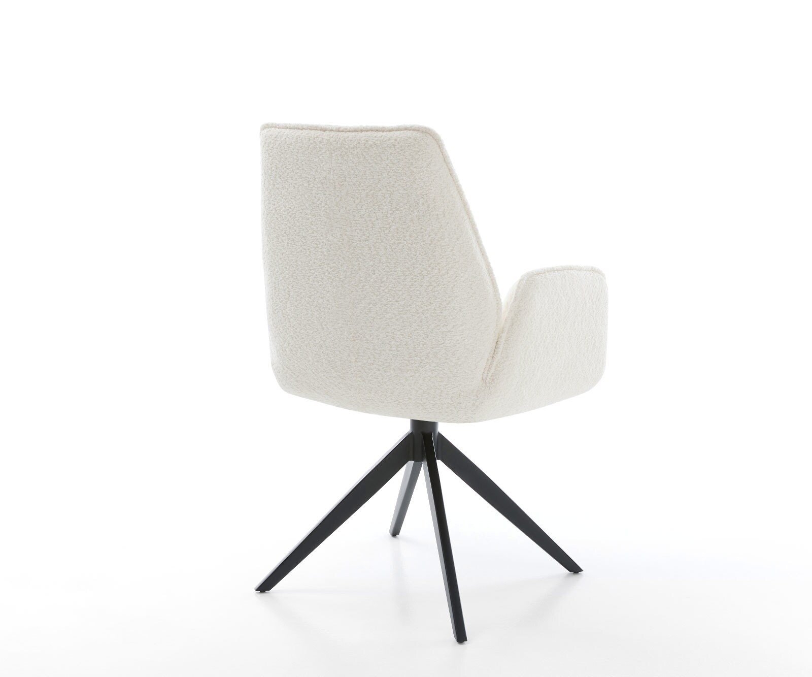 Draaistoel Zoa-Flex bouclé wit kruisframe breed zwart 360° draaibaar rocker-functie pocketveer kern 5