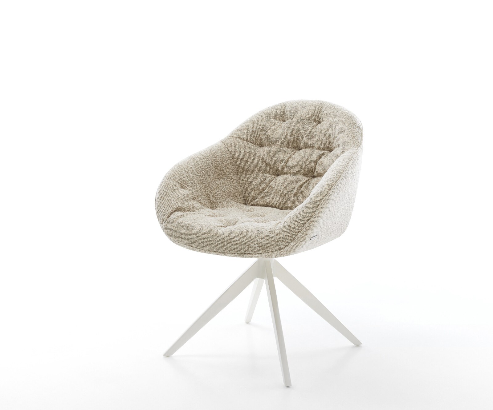 Draaistoel Gaio-Flex geweven stof beige kruisframe breed wit 360° draaibaar rocker-functie