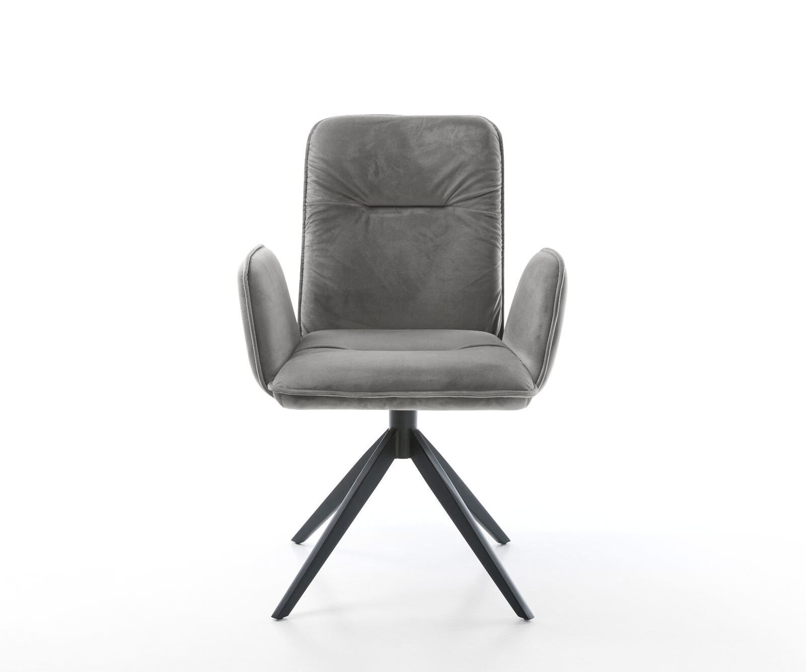 Draaistoel Vinja-Flex fluweel grijs kruisframe breed zwart 360° draaibaar rocker-functie 1