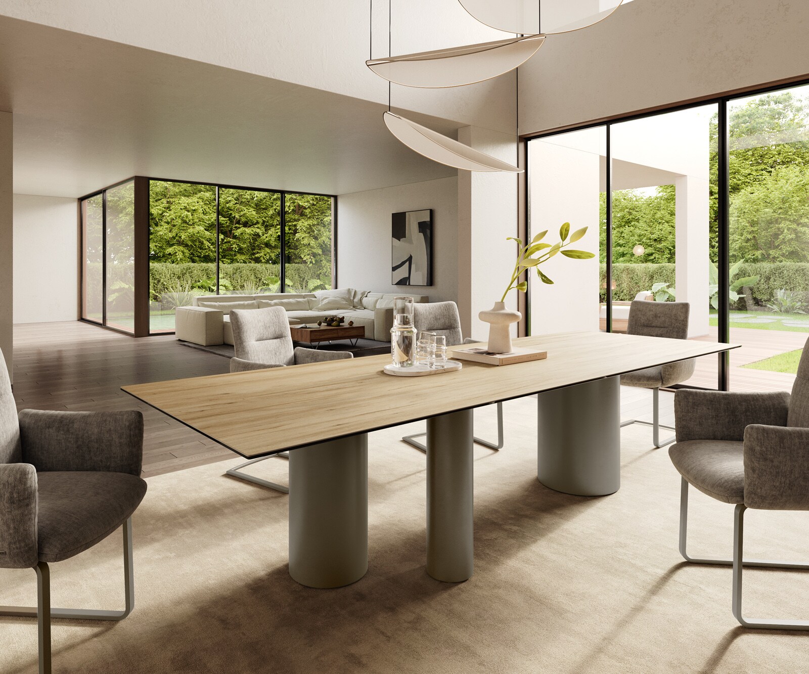 Eetkamertafel Edge 300x100 keramiek Laminam® Sabbia eiken kleur Troa metaal effectafwerking titaan 1