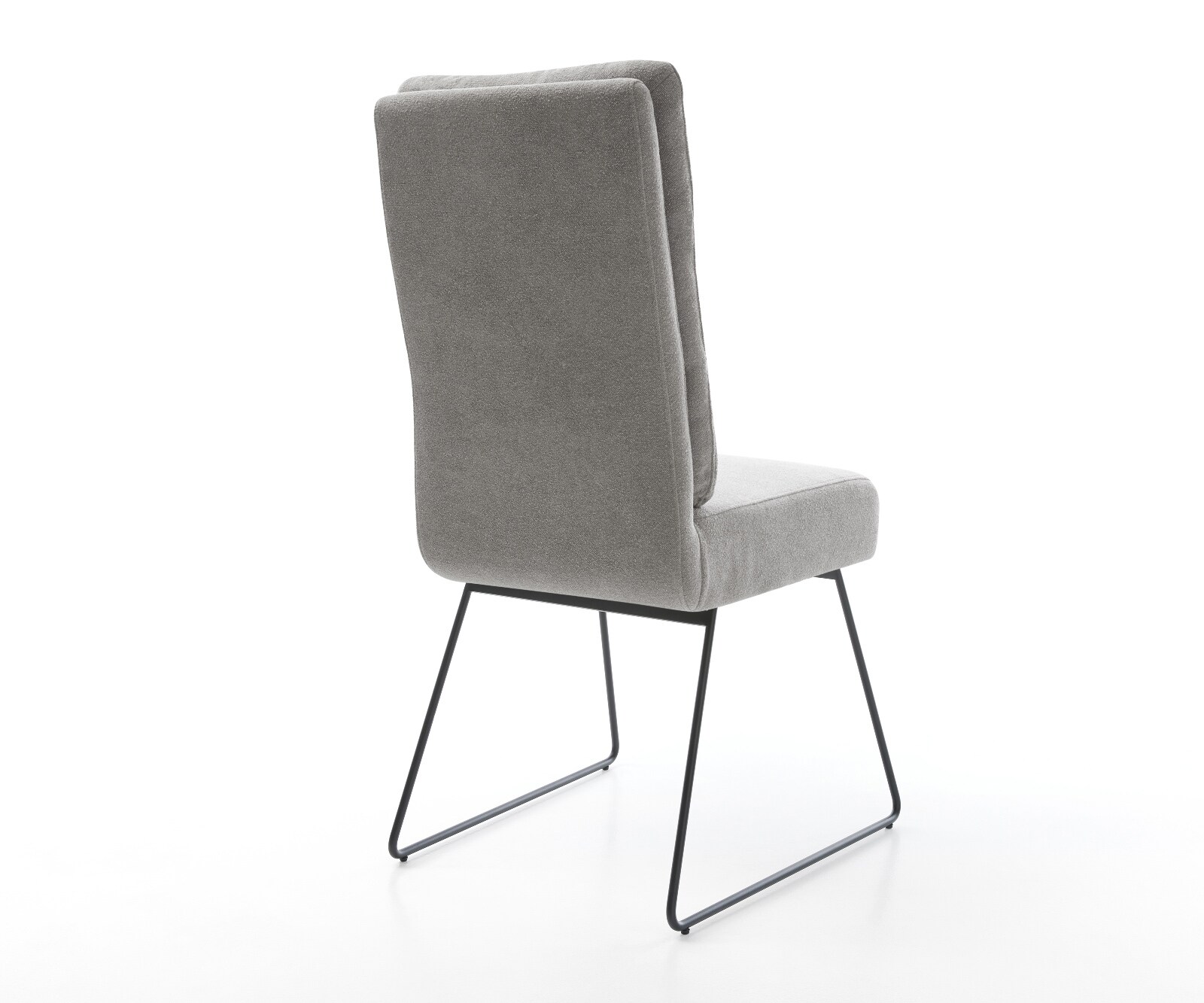 Eetkamerstoel Pela-Flex zachte stof met structuur grijs slipframe zwart pocketveer kern 5