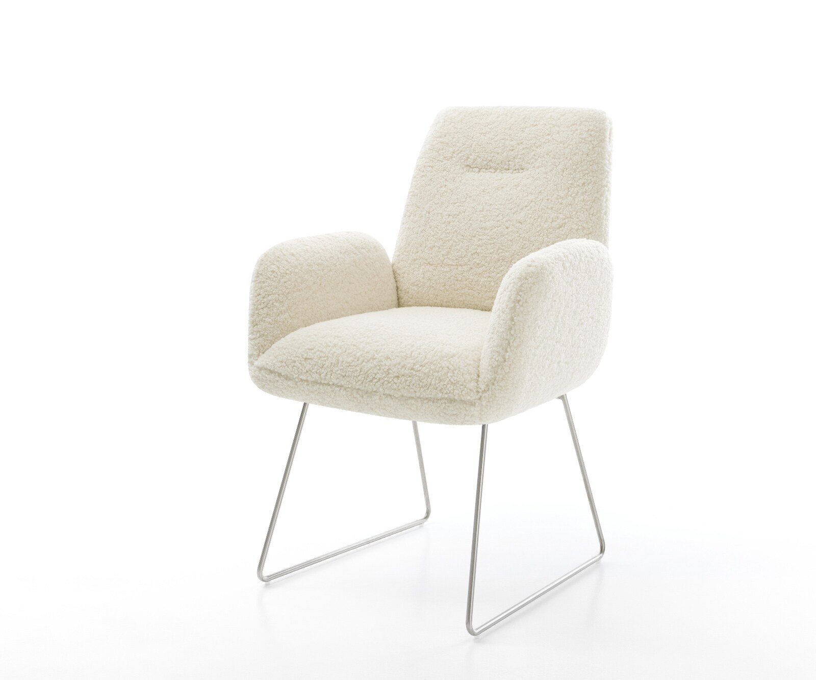 Eetkamerstoel Zoa-Flex teddy beige slipframe roestvrij staal pocketveer kern