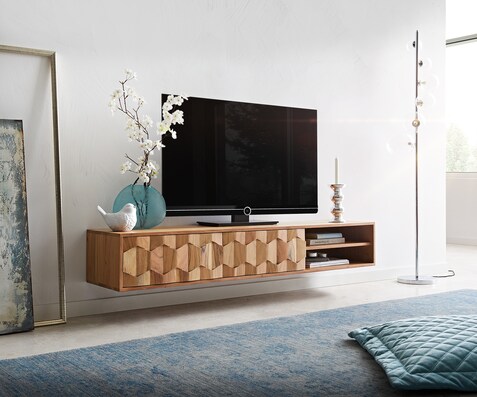 Tv-meubel Fevo 160 cm acacia naturel 2 deuren zwevend