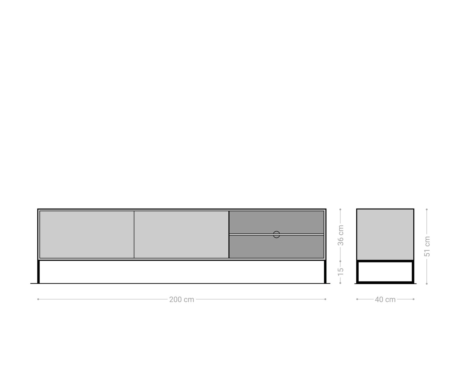 Dressoir Vaag 200 cm Sheesham natuur mango zwart 2 deuren 2 vakken 1 Dressoir Vaag 200 cm Sheesham natuur mango zwart 2 deuren 2 vakken 1