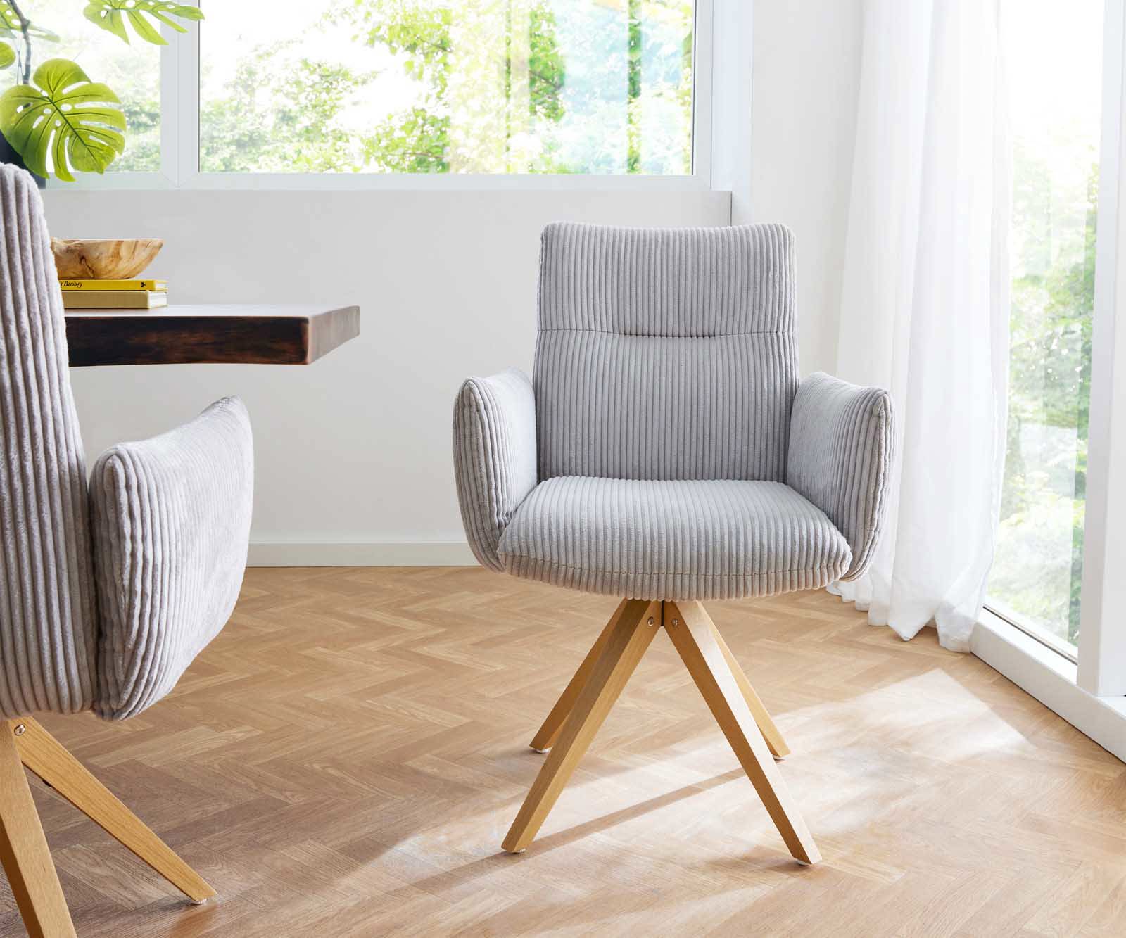 Draaistoel Jova-Flex met armleuning koord zilver grijs houten frame hoekig natuur 180° draaibaar pocketveer kern 1 Draaistoel Jova-Flex met armleuning koord zilver grijs houten frame hoekig natuur 180° draaibaar pocketveer kern 1