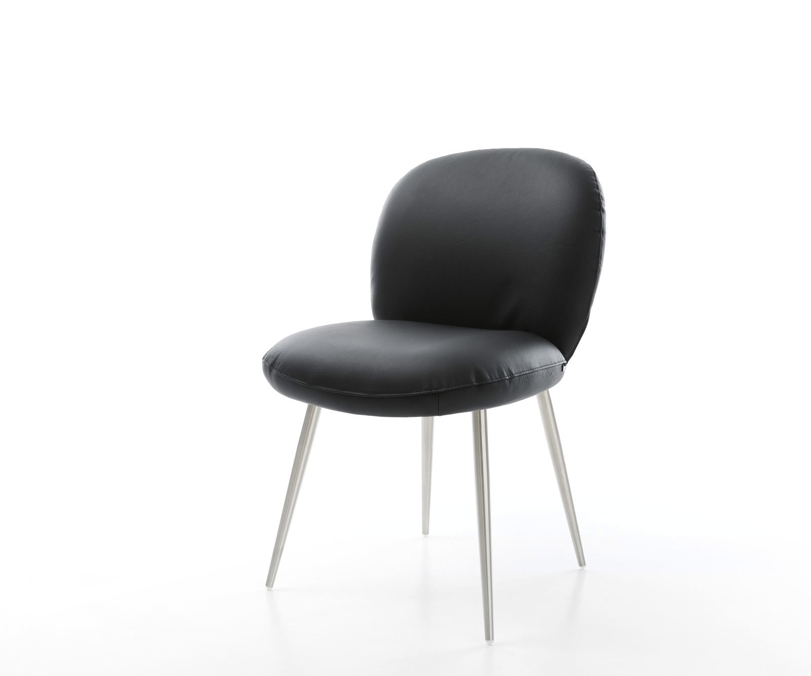 Eetkamerstoel Nube-Flex echt leer zwart 4-poot conisch roestvrij staal pocketveer kern Eetkamerstoel Nube-Flex echt leer zwart 4-poot conisch roestvrij staal pocketveer kern