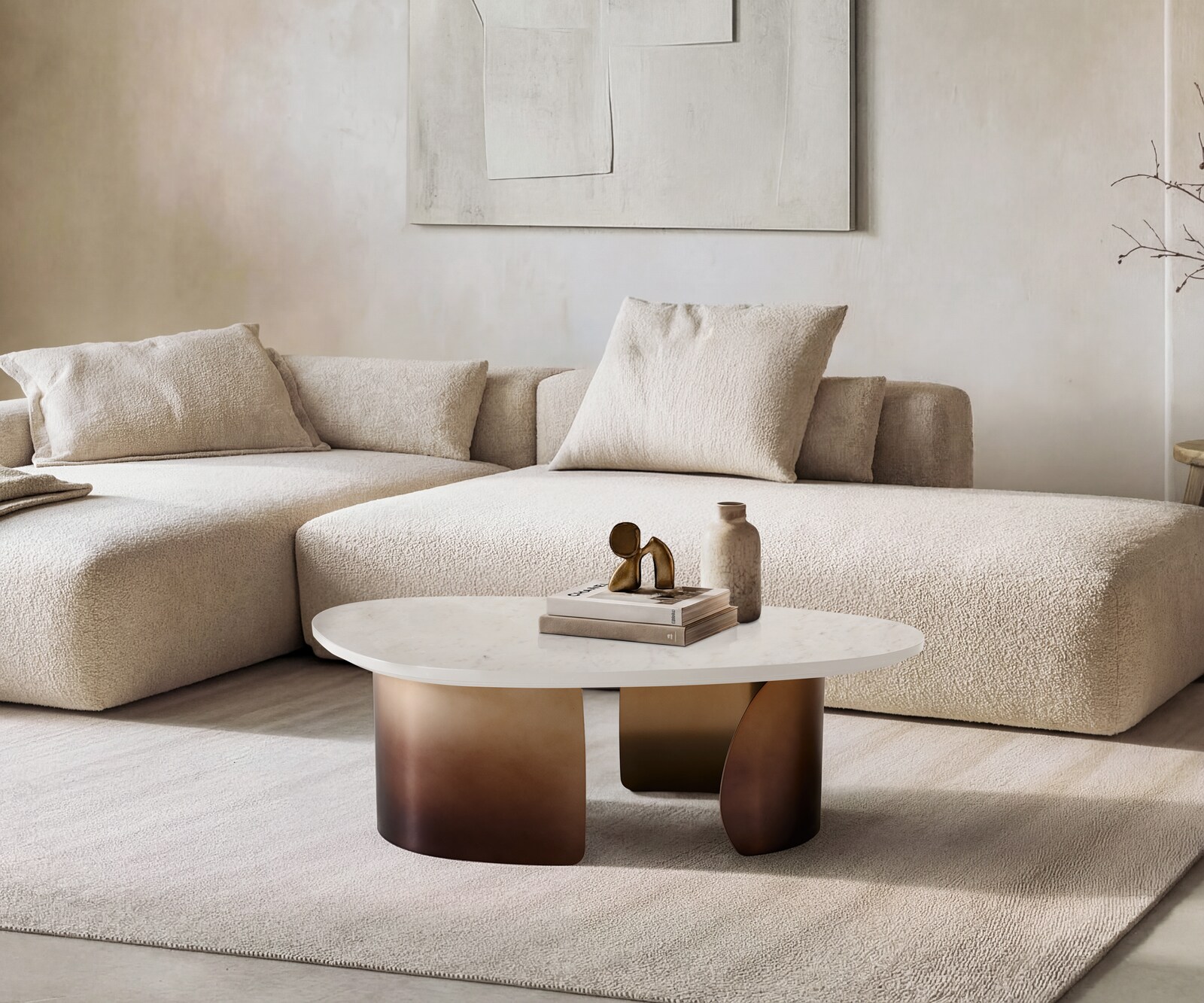 Salontafel Marvello 100x50 cm marmer wit metaal gold fusion afwerking