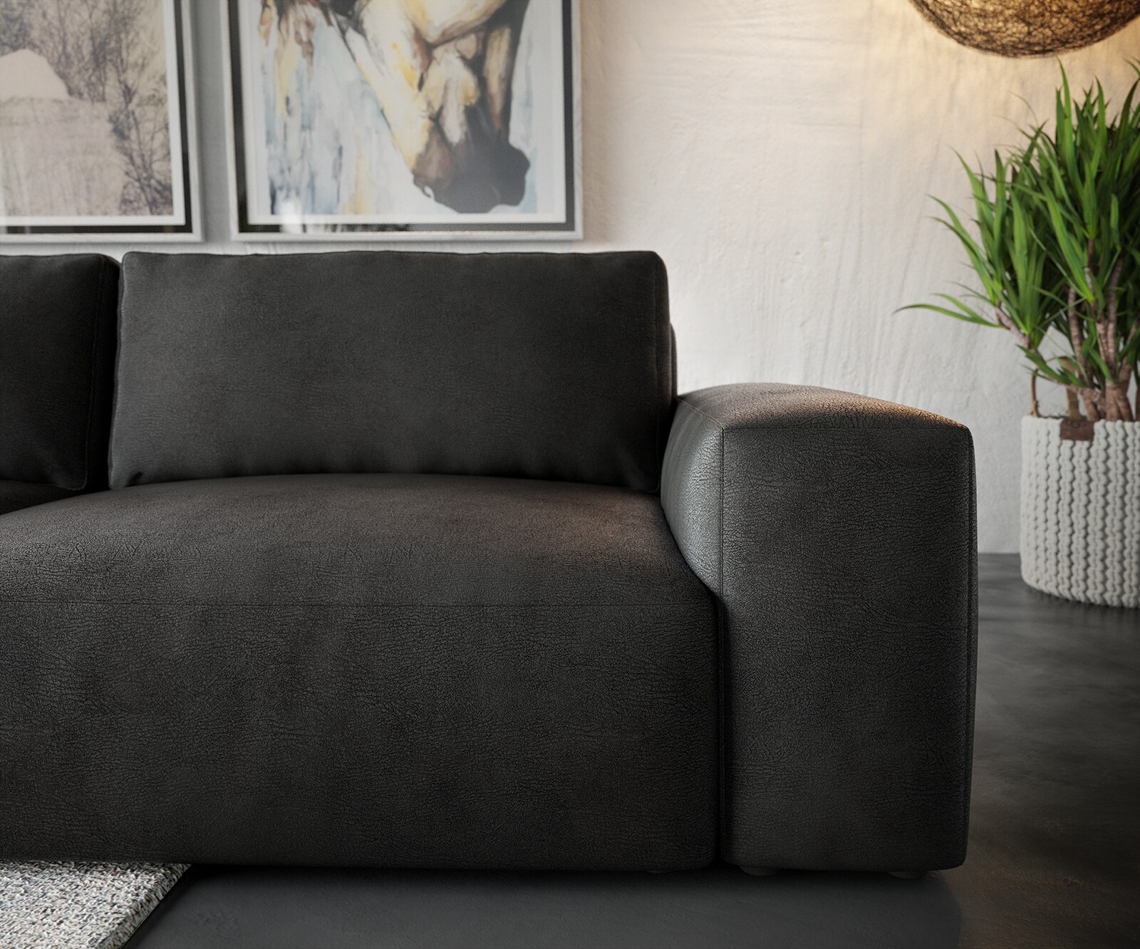 Hoekbank Lanzo XL kunstleer vintage antraciet 380x180 cm variabele rugleuning 4