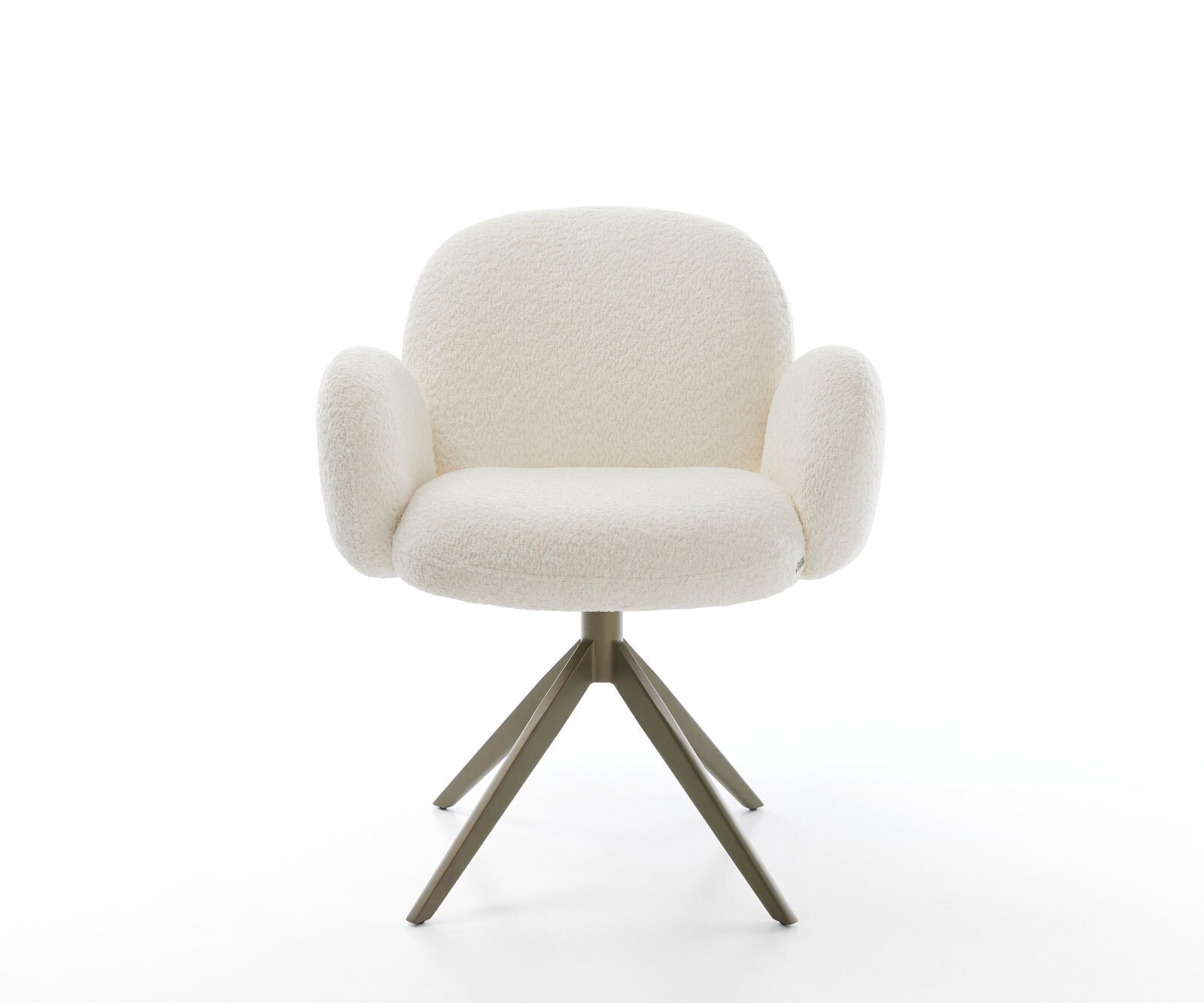 Draaistoel Nube-Flex met armleuning bouclé wit kruisframe breed afwerking met titanium 360° draaibaar rocker-functie pocketveer kern 1