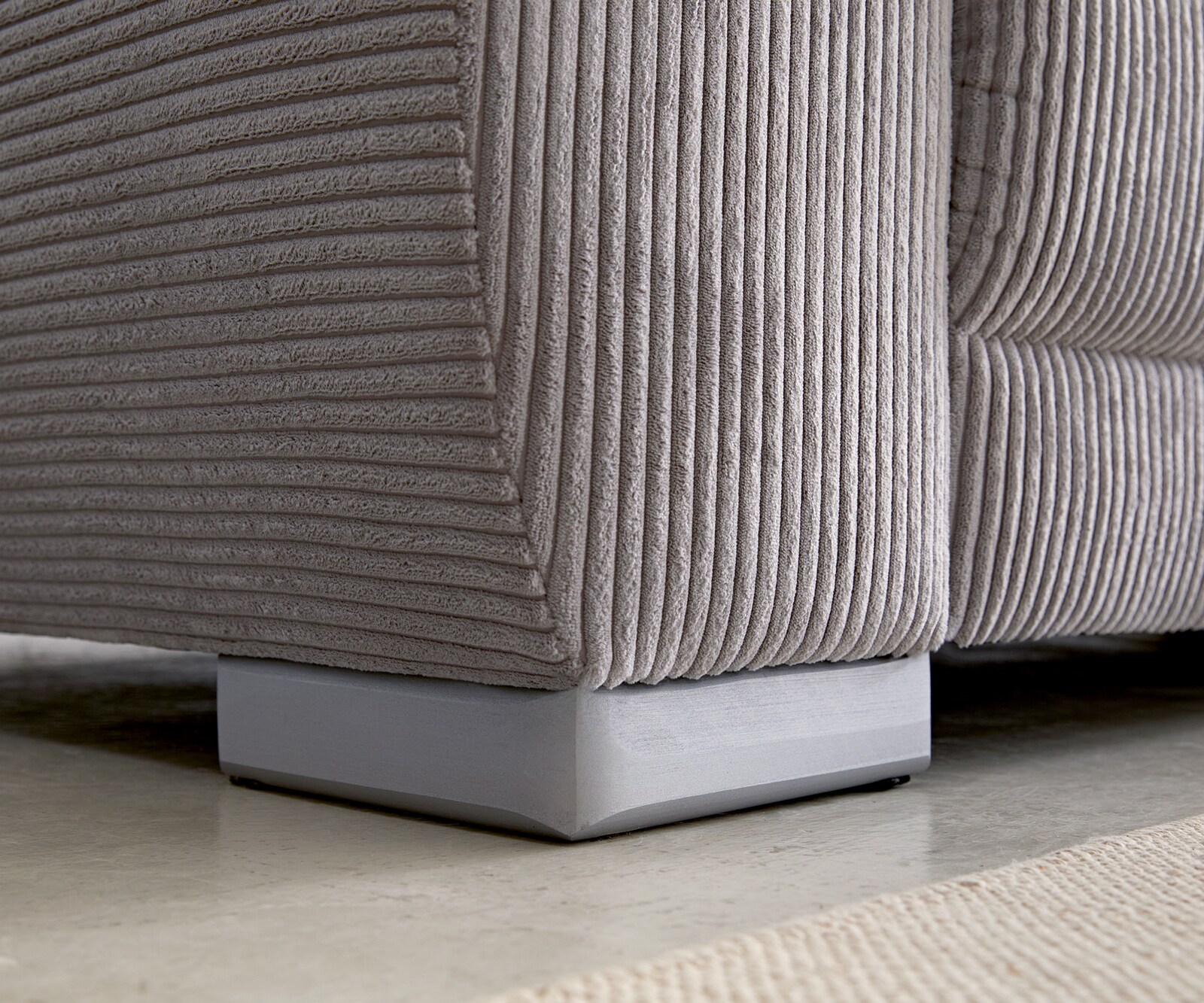 Hoekbank Josea 300x220 cm Cord zilvergrijs ottomaan rechts 8