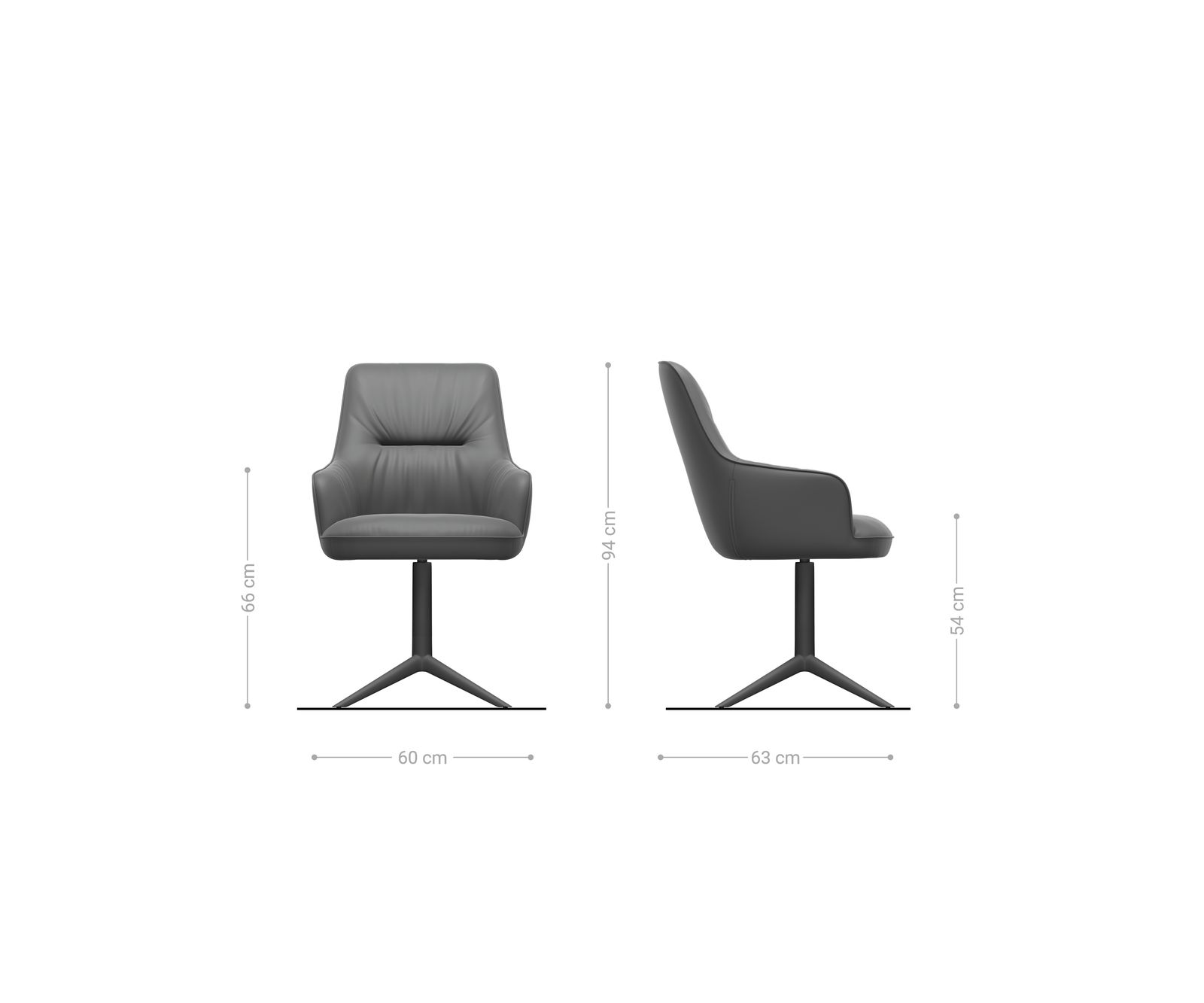 Draaistoel Zelia-Flex met armleuning zachte stof met structuur grijs kruispoot afwerking met titanium 360° draaibaar rocker-functie pocketveer kern 6