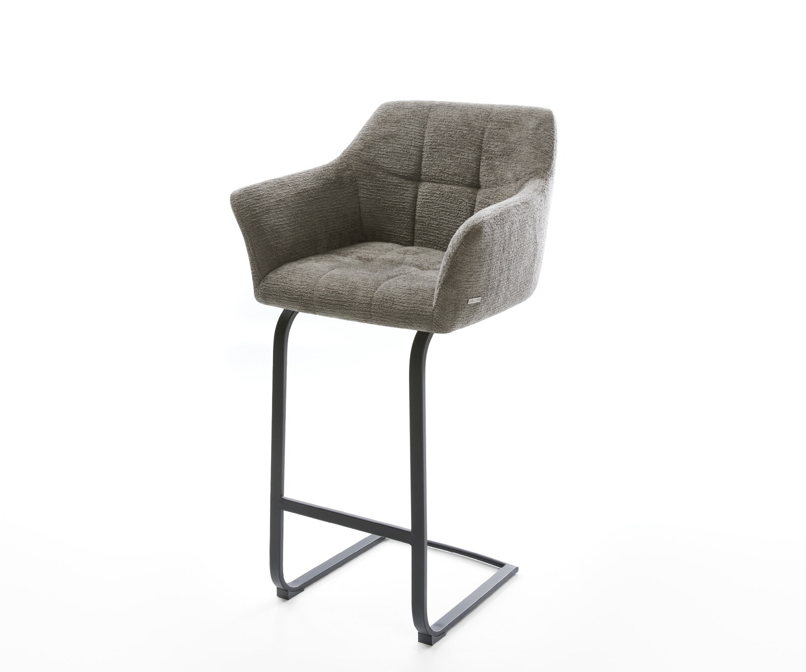 Barstoel Yulo-Flex Bouclé zacht Mud Vrijkantelframe plat metaal Zwart 1