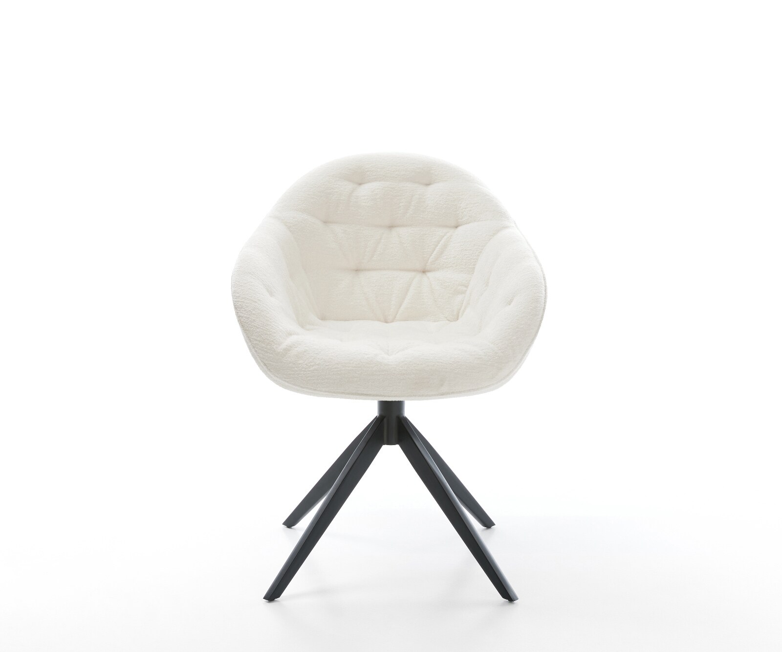 Draaistoel Gaio-Flex bouclé zacht beige kruisframe breed zwart 360° draaibaar rocker-functie 1
