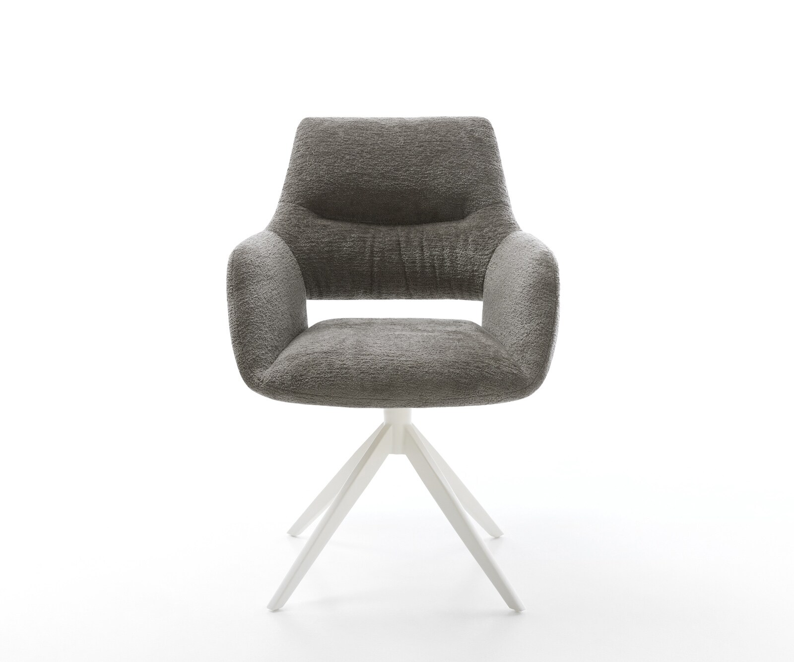 Draaistoel Yago-Flex met armleuning bouclé zacht mud kruisframe breed wit 360° draaibaar rocker-functie pocketveer kern 2