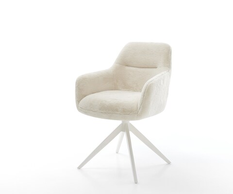Draaistoel Pejo-Flex pluchen crème-wit kruisframe breed wit 360° draaibaar rocker-functie pocketveer kern