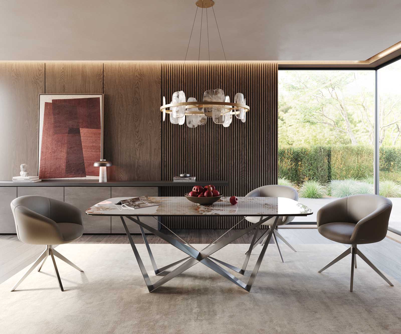 Eetkamertafel Edge Boot 200x100 keramiek Minas Melange wit-beige spider vlak staal RVS 1 Eetkamertafel Edge Boot 200x100 keramiek Minas Melange wit-beige spider vlak staal RVS 1