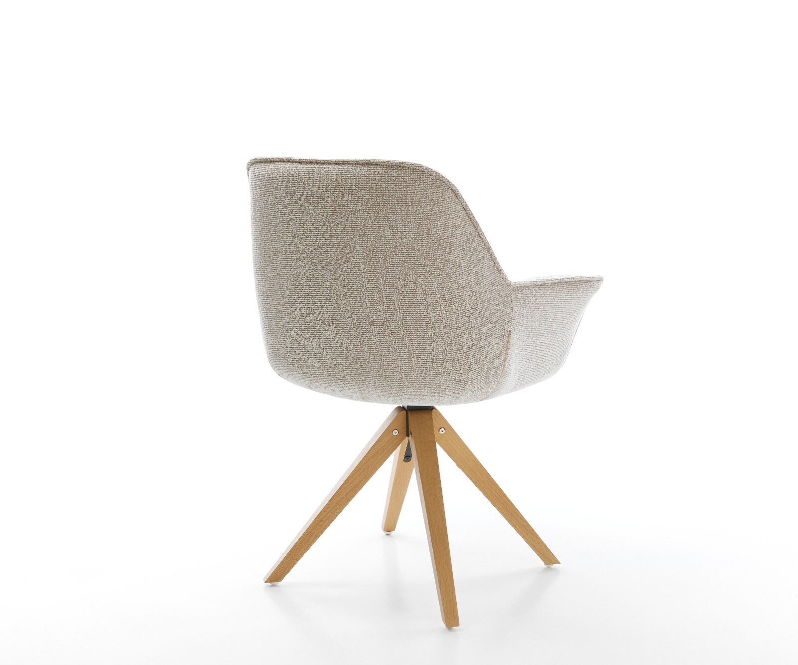 Draaistoel Keila-Flex met armleuning geweven stof beige houten frame hoekig natuur 180° draaibaar 5