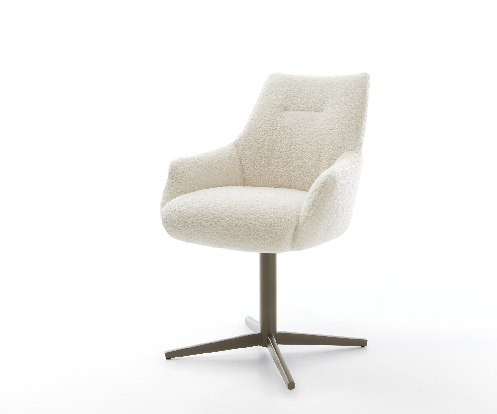 Draaistoel Alja-Flex met armleuning teddy beige kruispoot afwerking met titanium 360° draaibaar pocketveer kern