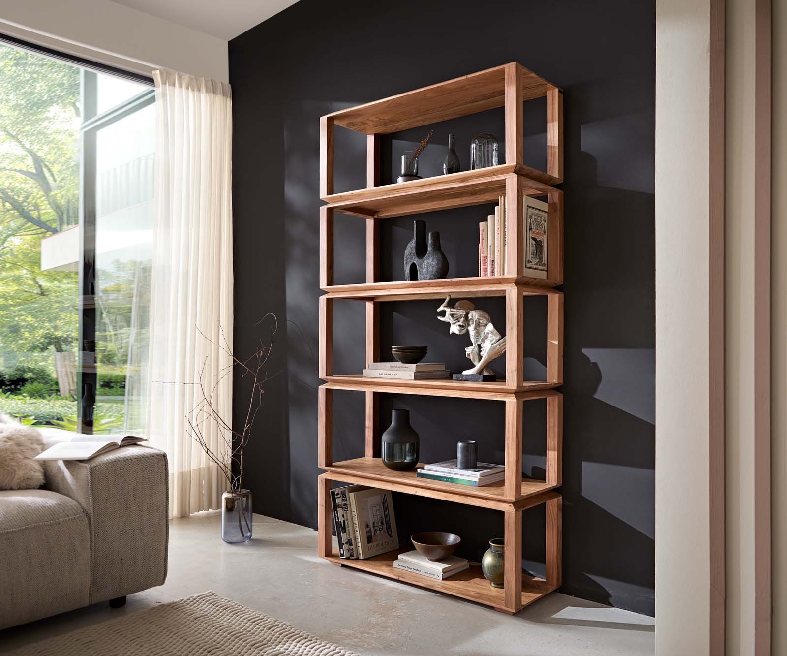 Staande-kast Sakura 100x200 cm Acacia Natuur 5 vakken Staande-kast Sakura 100x200 cm Acacia Natuur 5 vakken