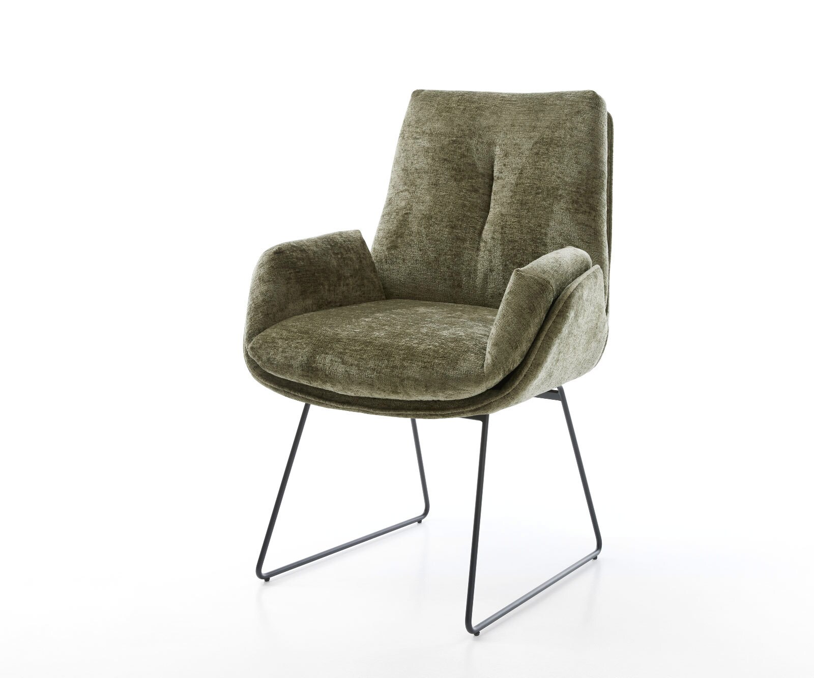 Eetkamerstoel Clea-Flex chenille olijfgroen slipframe zwart