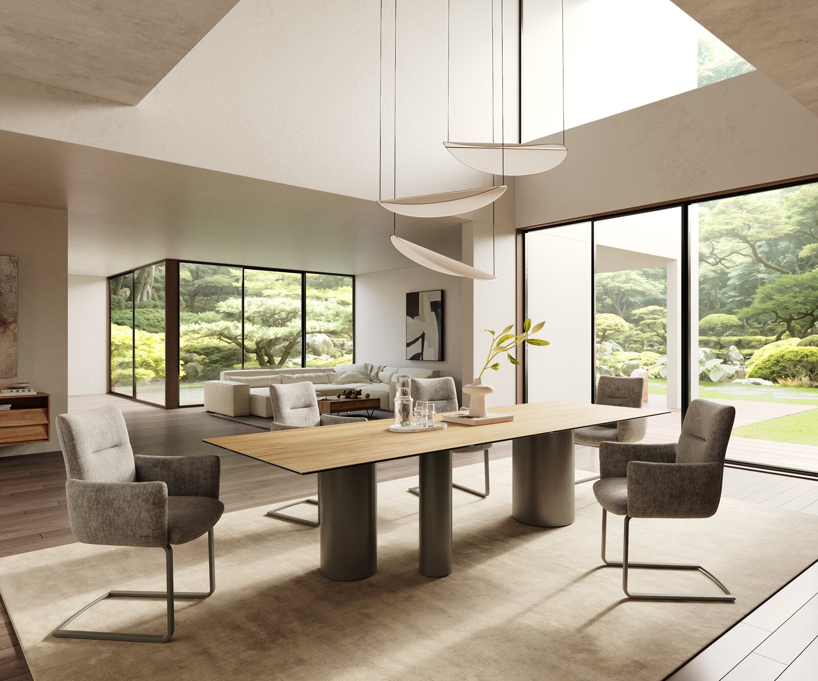 Eetkamertafel Edge 300x100 keramiek Laminam® Sabbia eiken kleur Troa metaal effectafwerking titaan 6