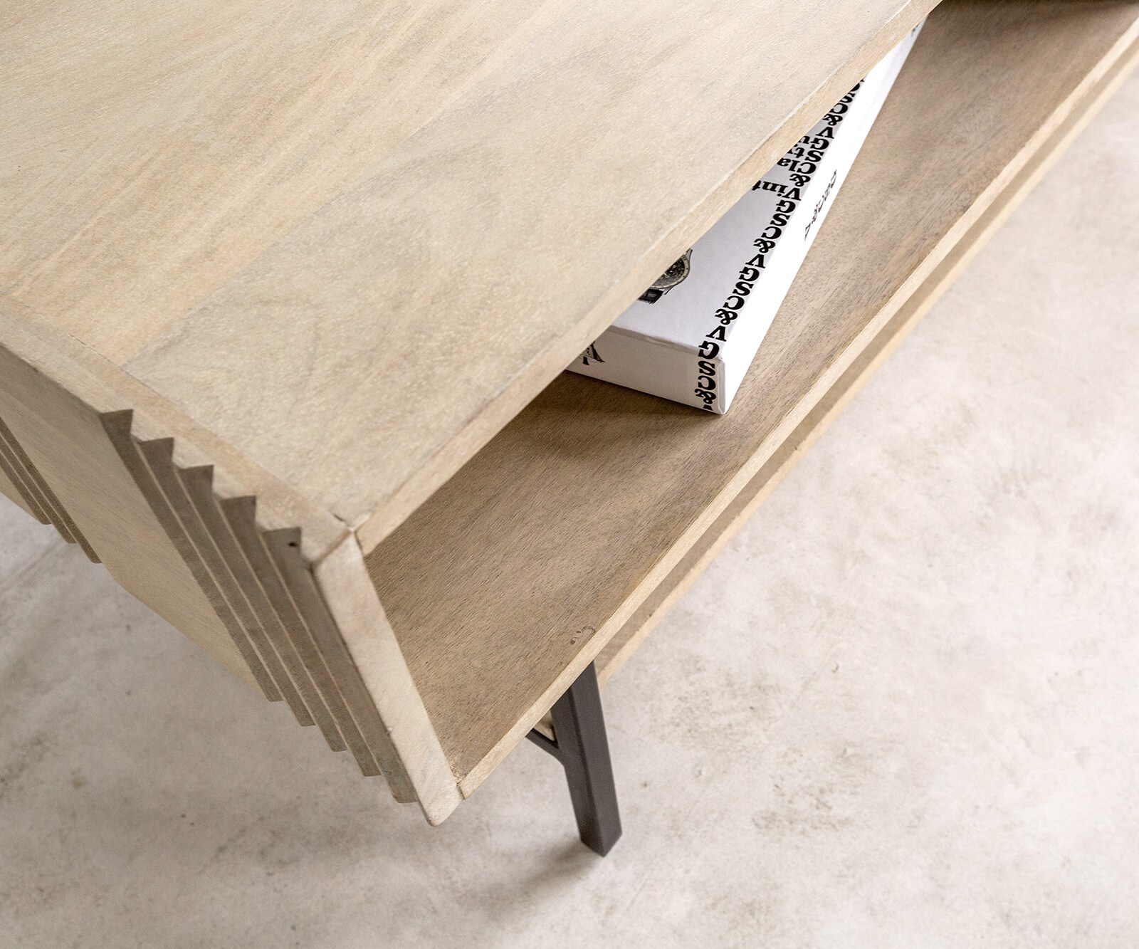 Salontafel Nereos 130x60 cm Mango White Wash metaal zwart 4
