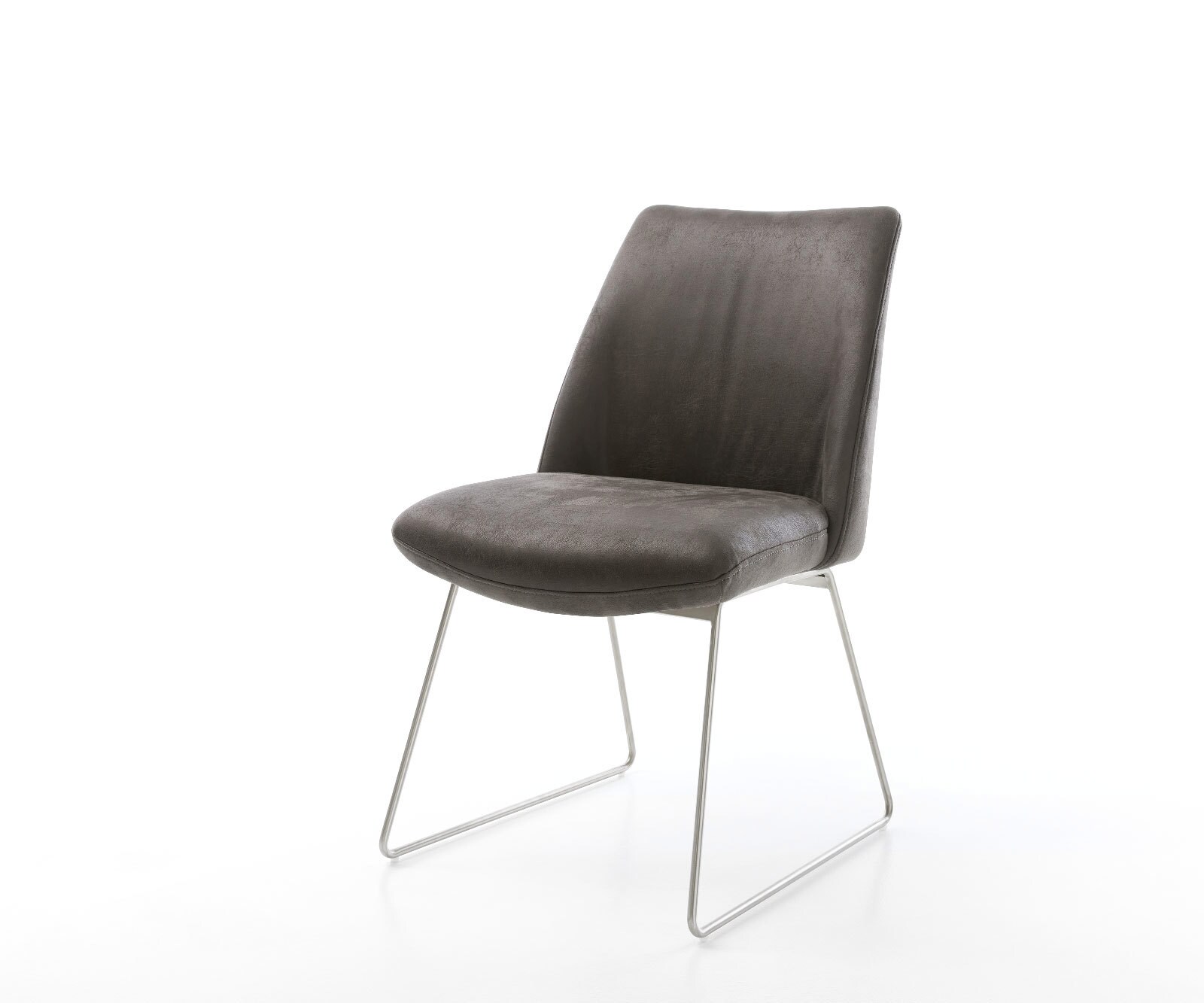 Eetkamerstoel Elso-Flex microvelours antraciet vintage slipframe roestvrij staal pocketveer kern
